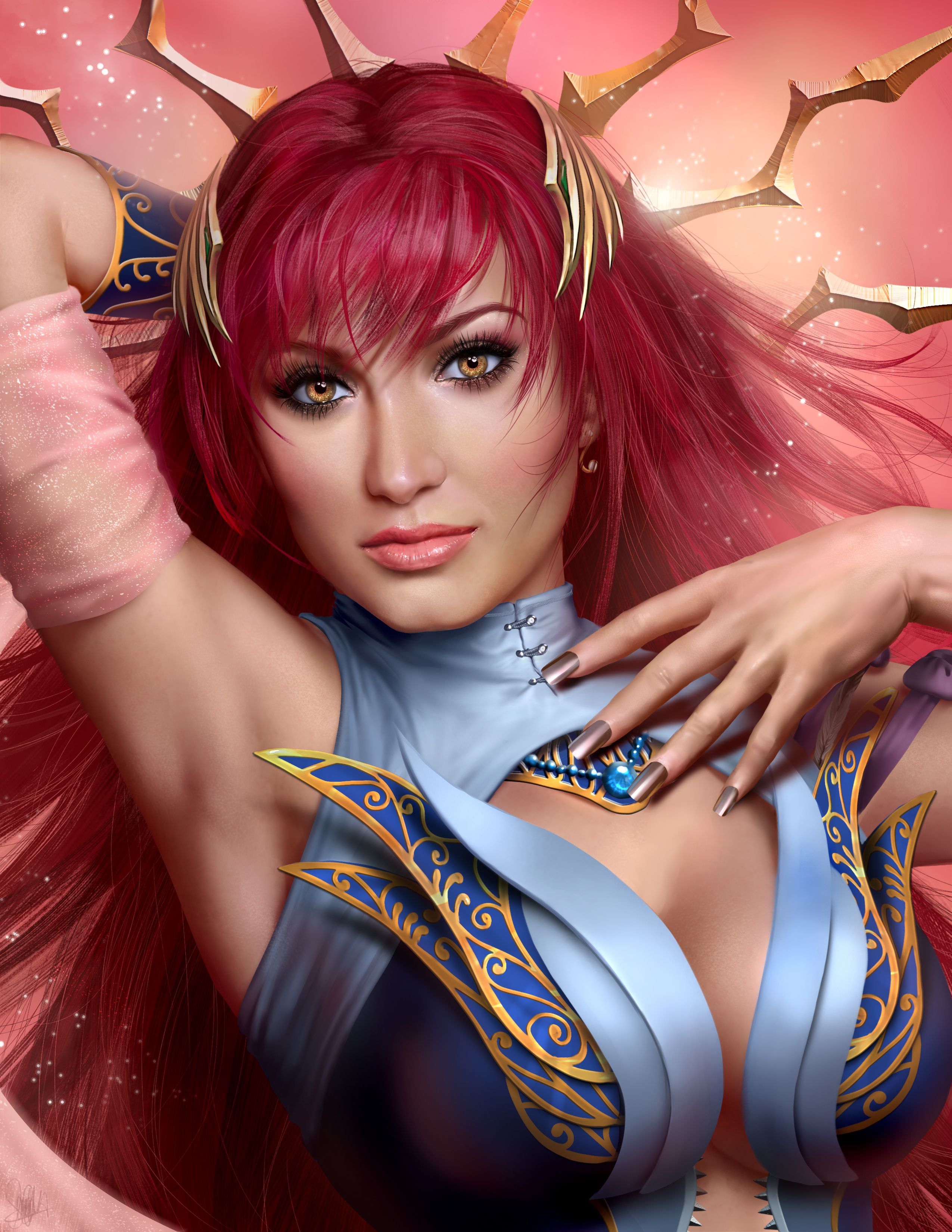 Photo Redhead girl Lana Solaris Face Girls Fantasy Glance 2550x3300