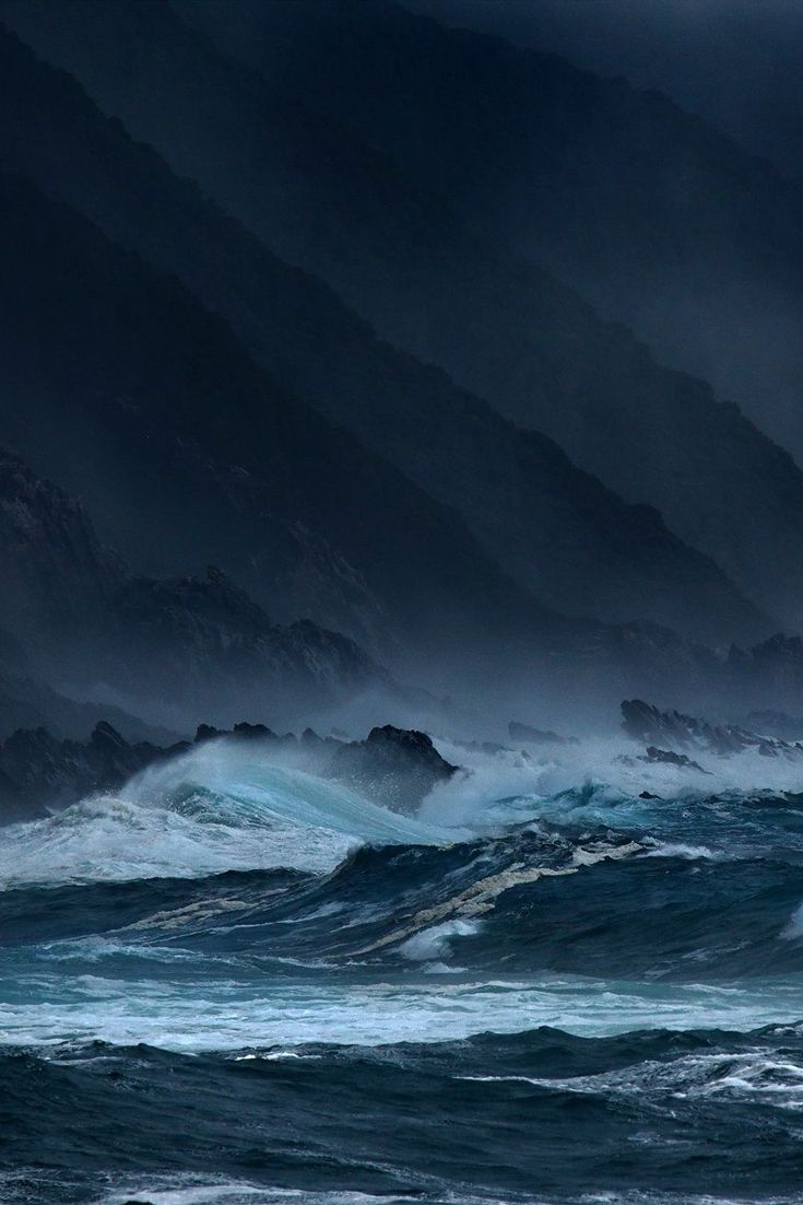 Sailing safelyrmy seas at night. Ocean storm, Ocean, Ocean waves