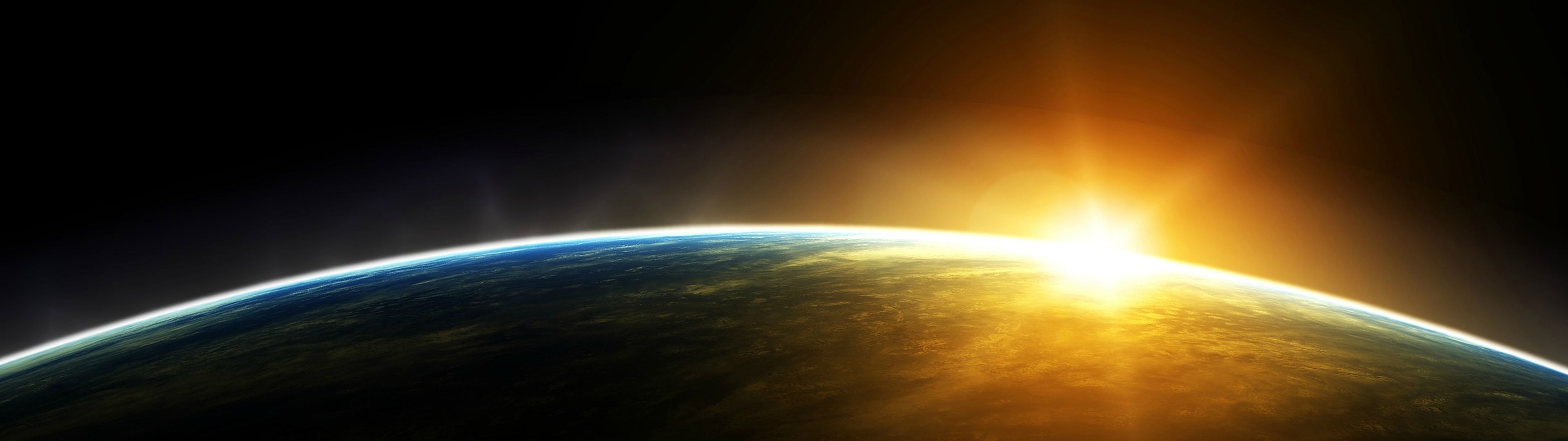 space, Earth, Sunrise, Multiple Display Wallpaper HD / Desktop