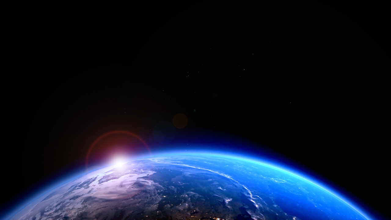 Wallpaper Earth, Globe, Atmosphere, Horizon, Sunrise, Blue, Dark