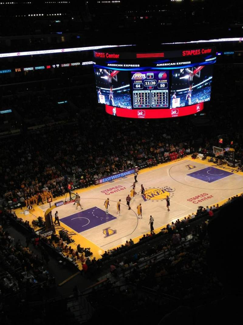 Staples Center, section row seat 9 Angeles Lakers vs