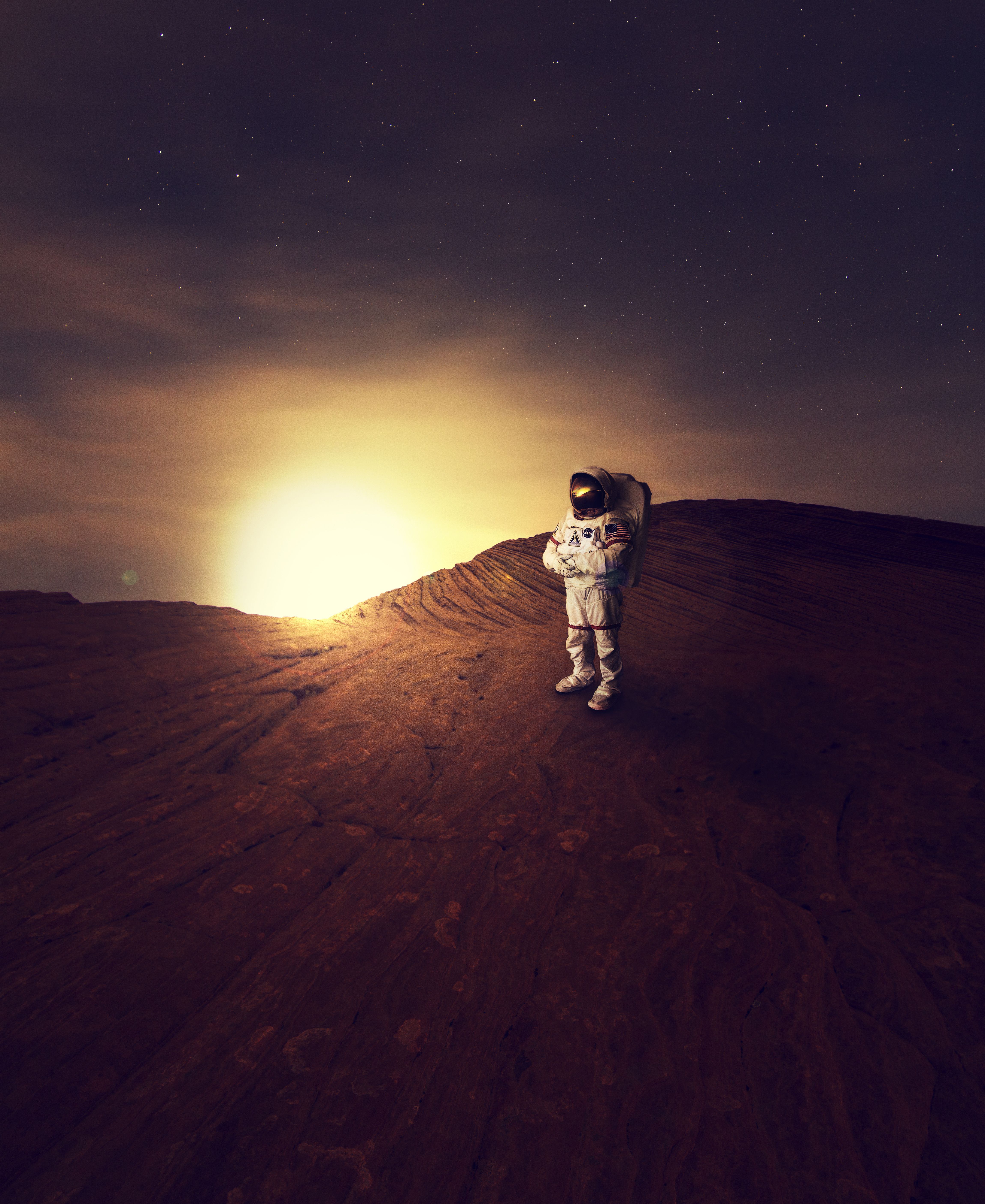 Wallpaper Astronaut, Planet, Mars, Surreal, 4K, Space
