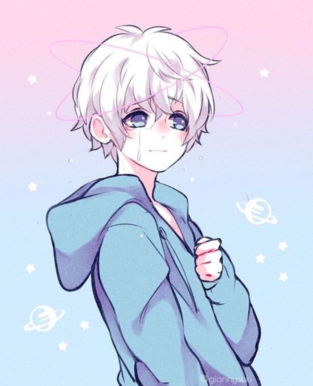 Cute and soft anime boy with puppy  White and pastel blue : r/SoftAesthetic