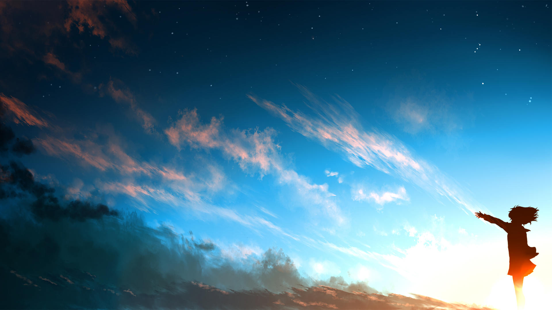 #sunset, #anime, #sky, #clouds wallpaper. Mocah.org HD