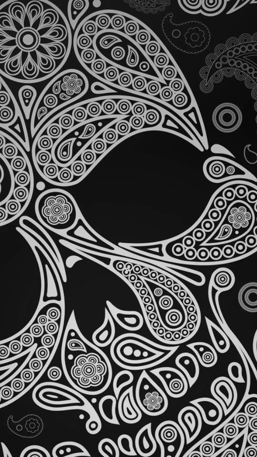 Black and White Paisley Skeleton Wallpaper. Black skulls