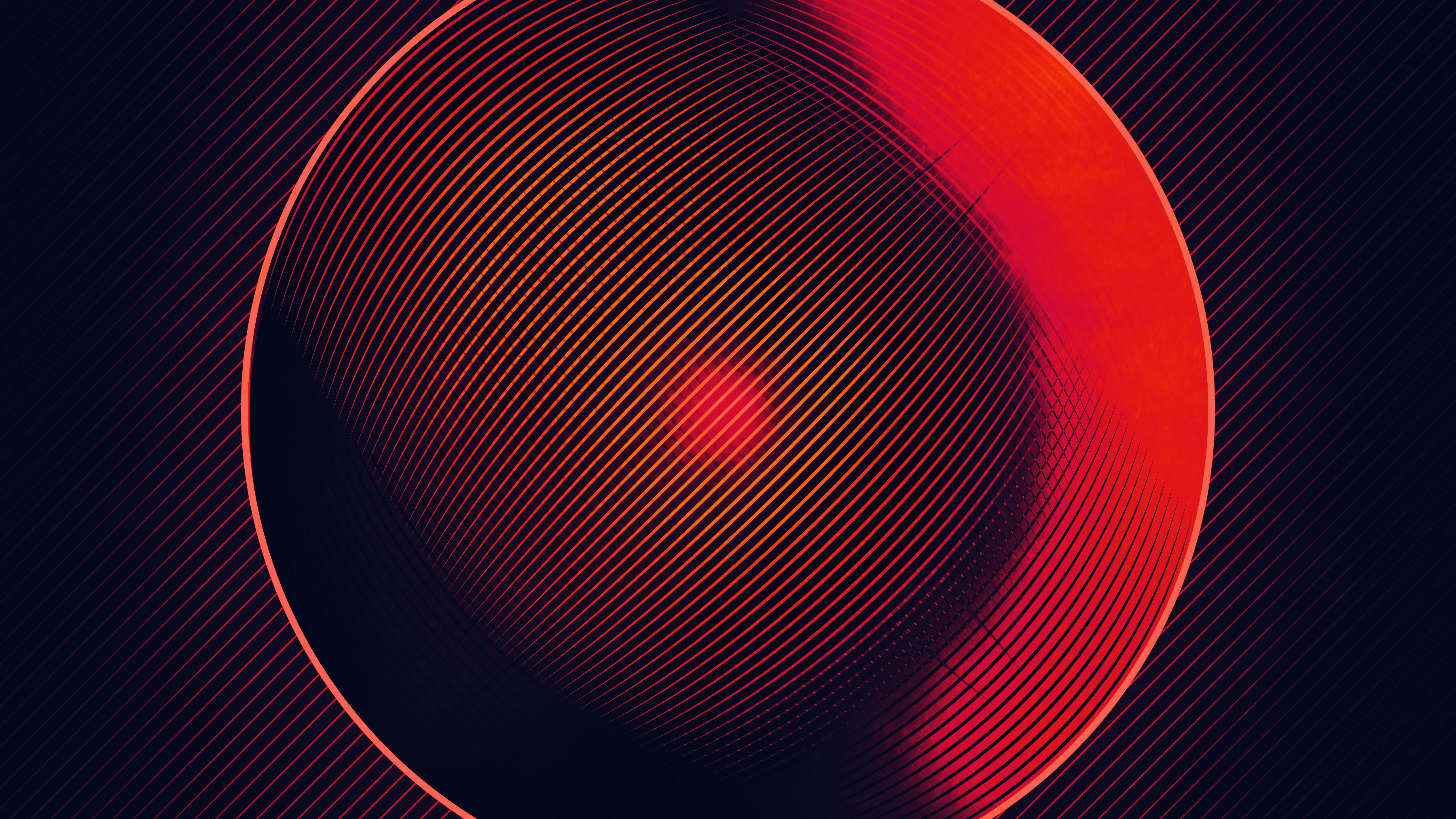Abstract Circle Red Lines 4k, HD Abstract, 4k Wallpaper, Image, Background, Photo and Picture