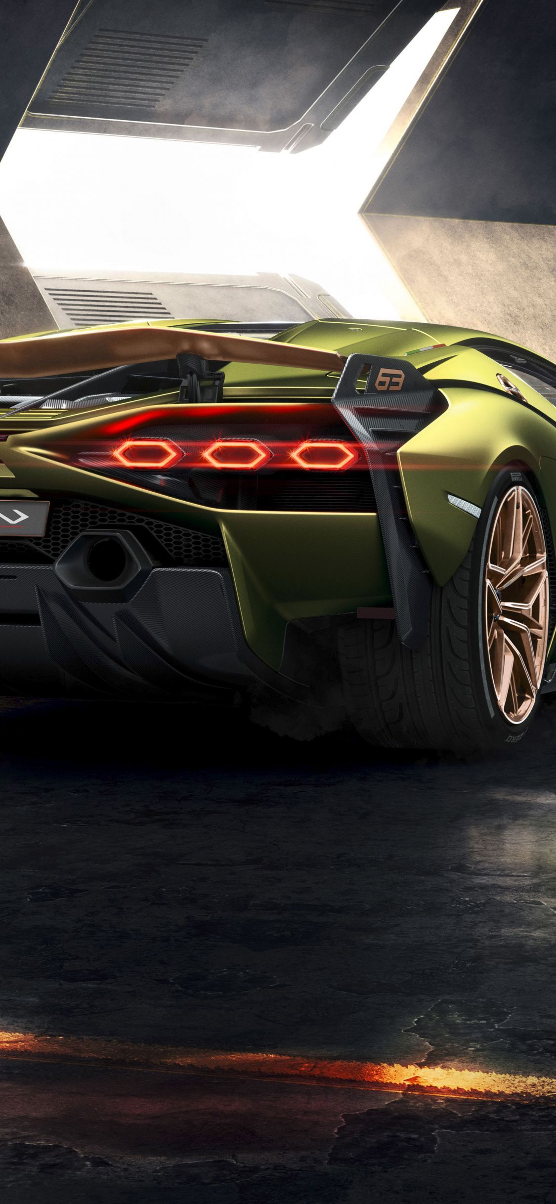 Lamborghini Sian, 2019 car, rear view wallpaper