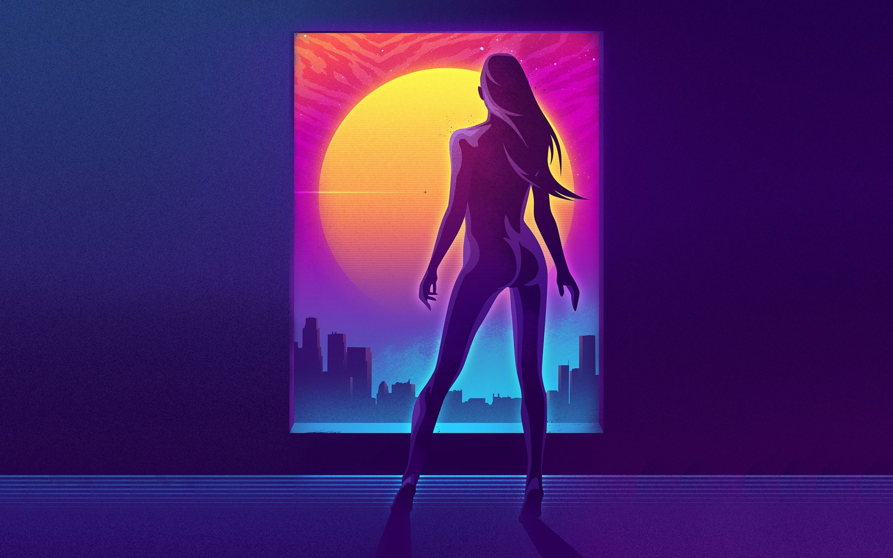 Wallpaper Girl, Synthwave, Retrowave, Neon art, HD, Creative Graphics,. Wallpaper for iPhone, Android