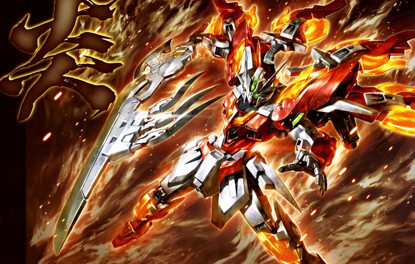 Wallpaper weapons, fire, flame, robot, Mobile Suit Gundam image