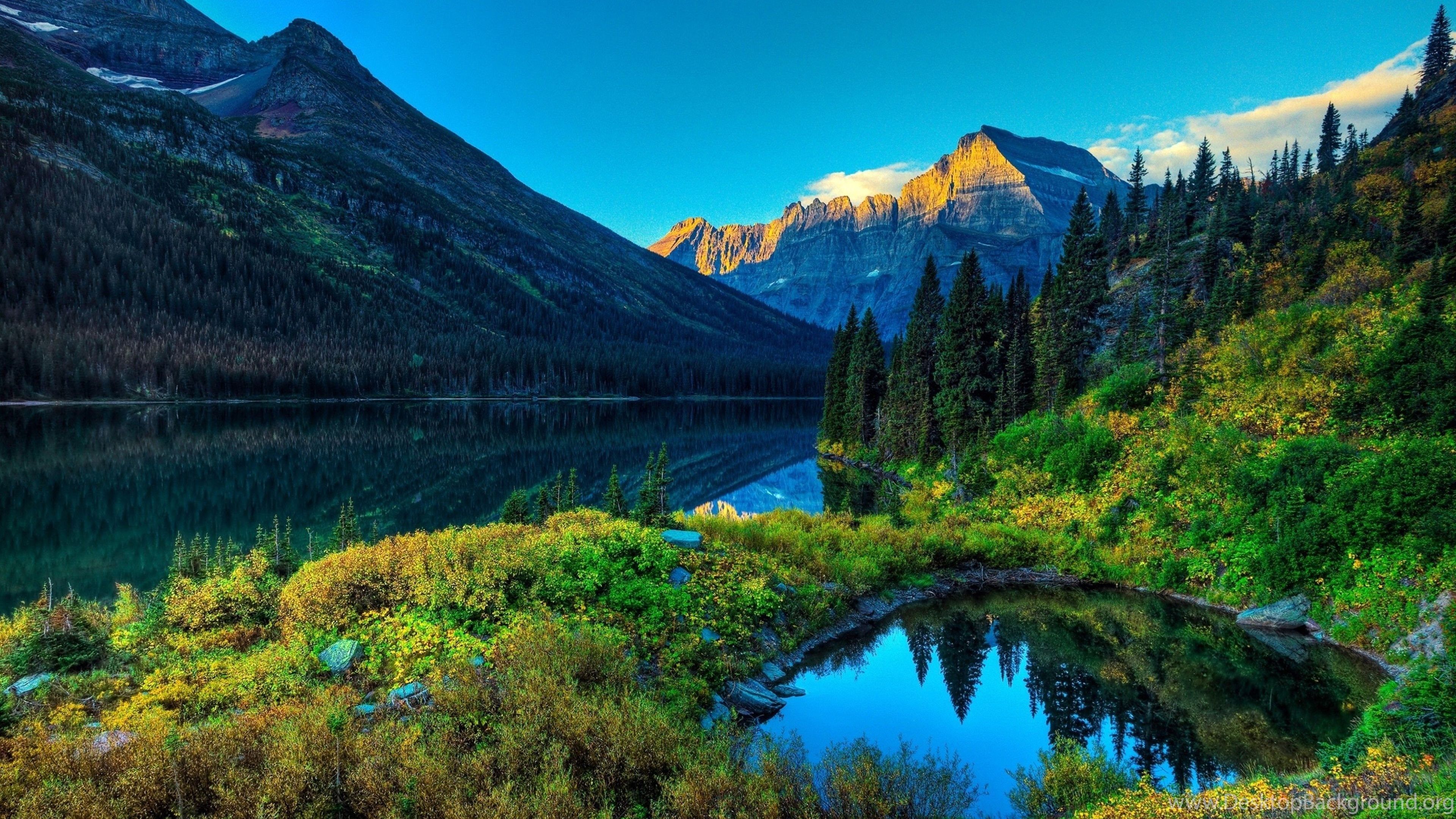 Lushus Lakes And Mountains 4K Wallpaper Desktop Background