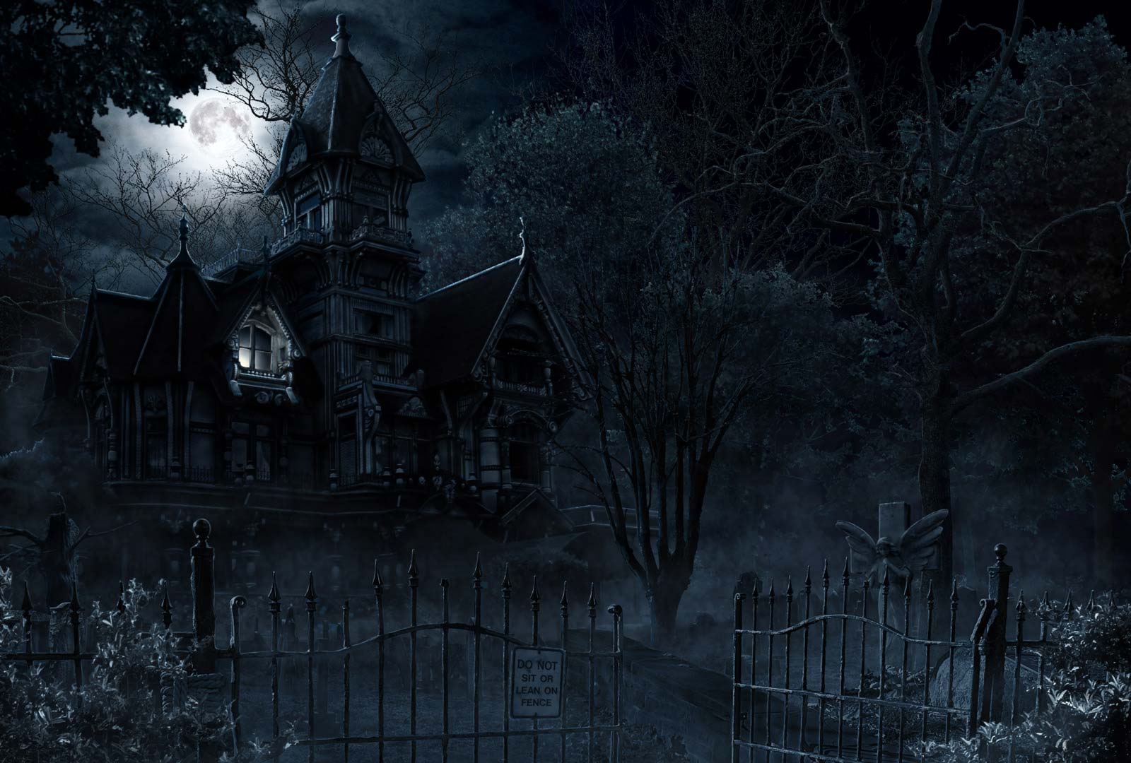 Mansion Creepy Halloween Gate dark horror wallpaperx1080
