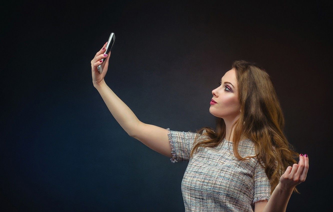 Wallpaper girl, phone, selfie image for desktop, section девушки