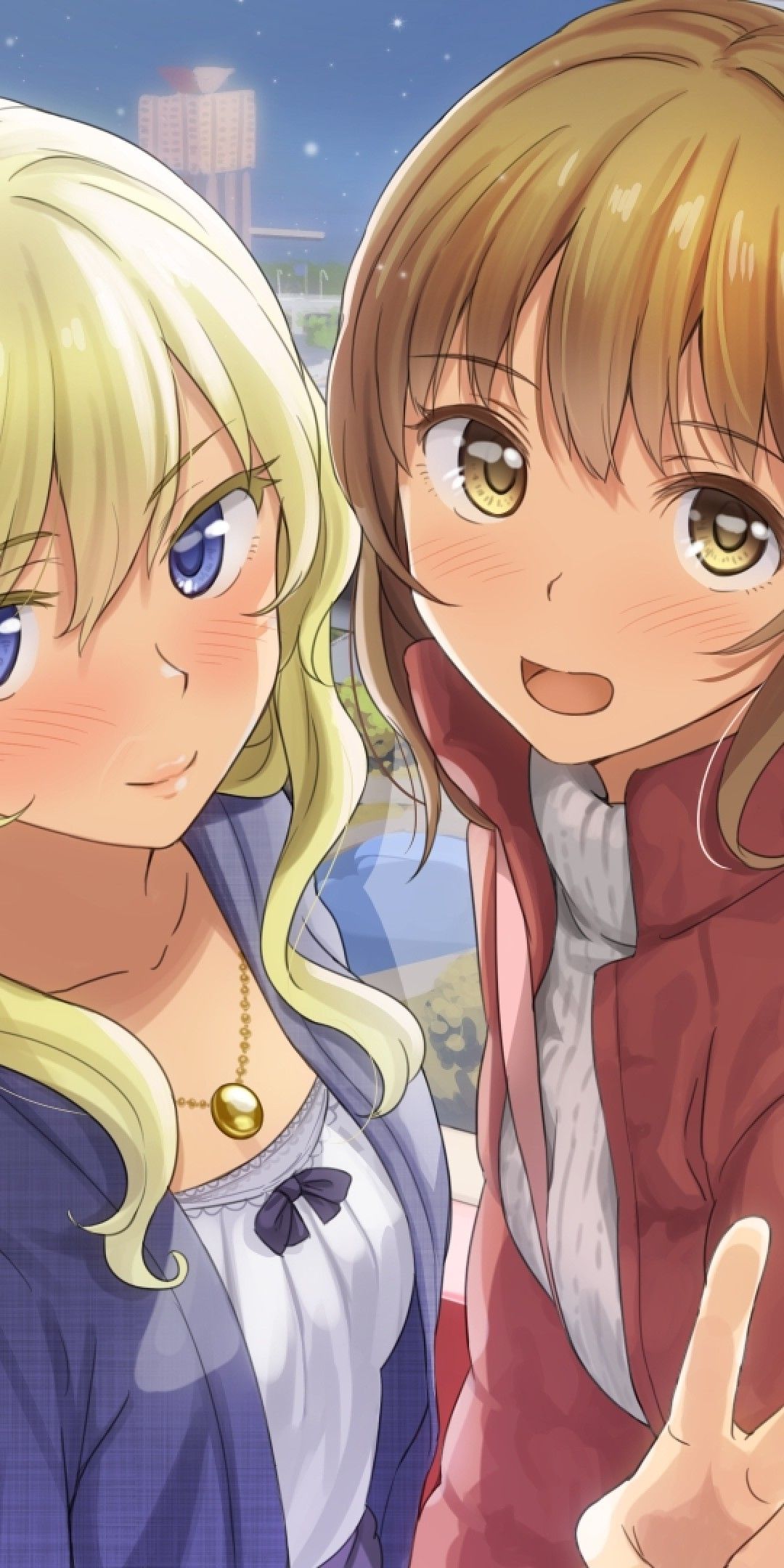 Download 1080x2160 Anime Girls, Friends, Selfie Wallpaper