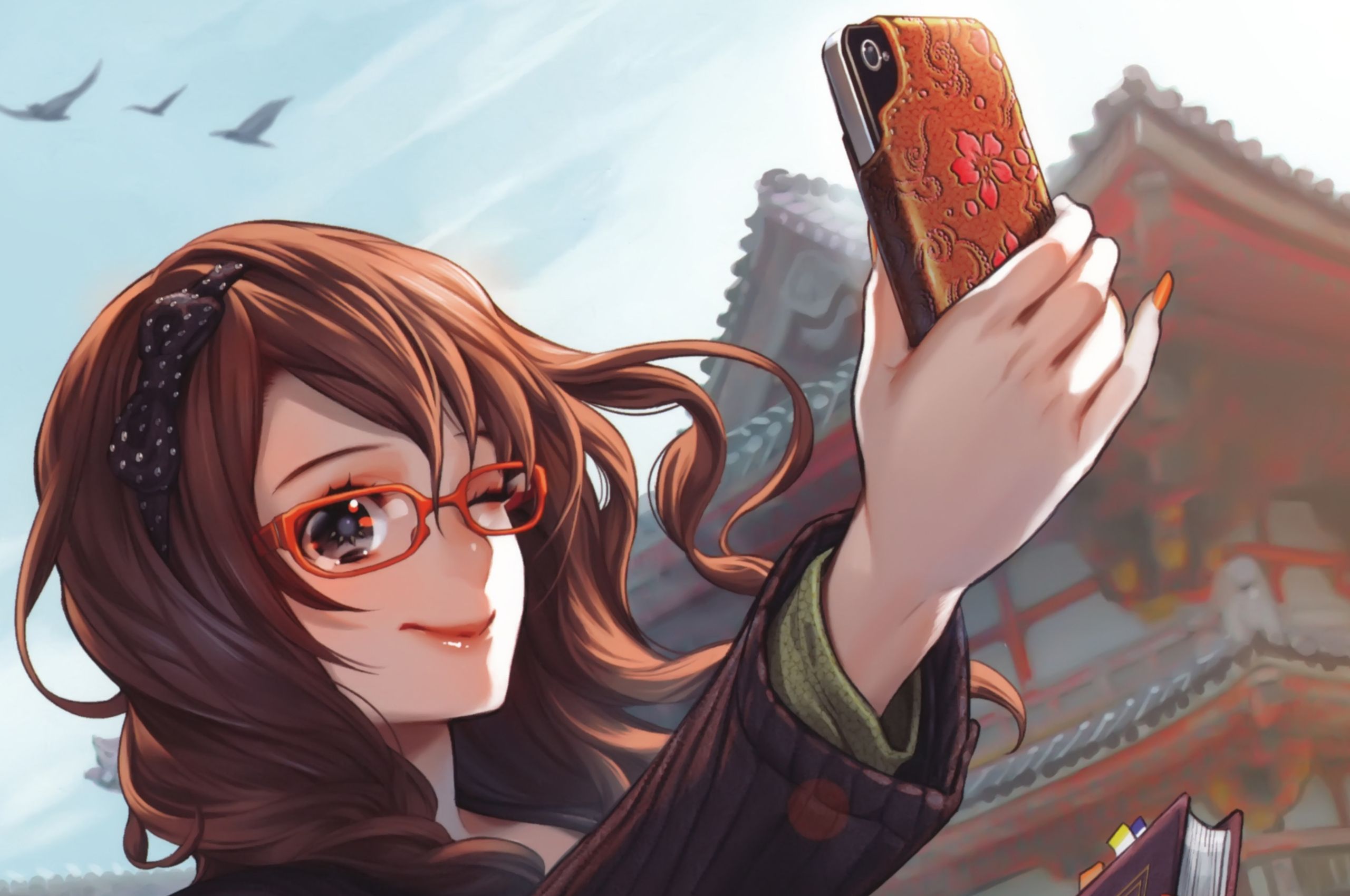 Anime Girl Taking Selfie Chromebook Pixel HD 4k