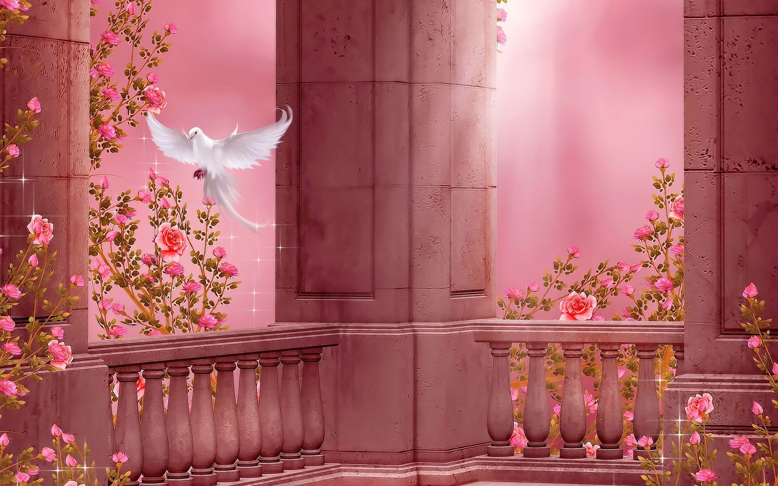 Rose Garden Fantasy HD Wallpaper