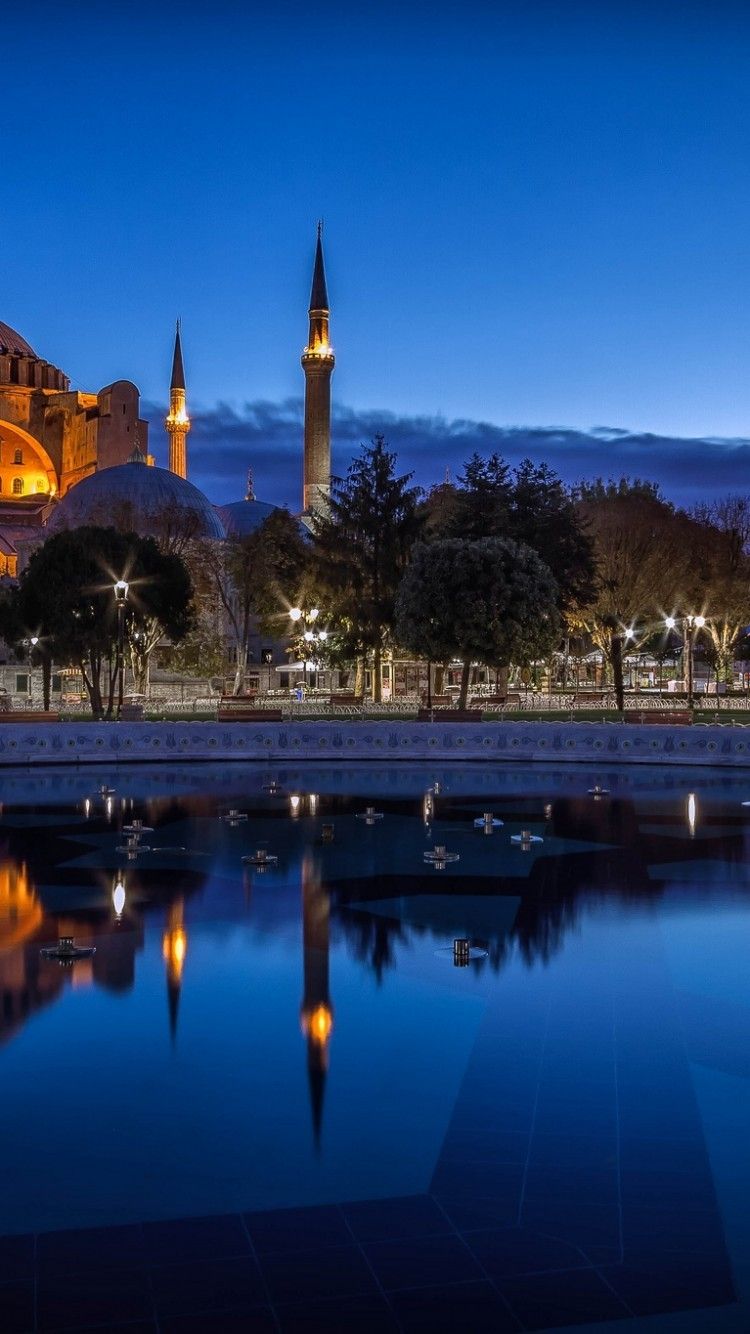 Download 750x1334 Hagia Sophia, Ayasofya, Istanbul, Mosque, Night