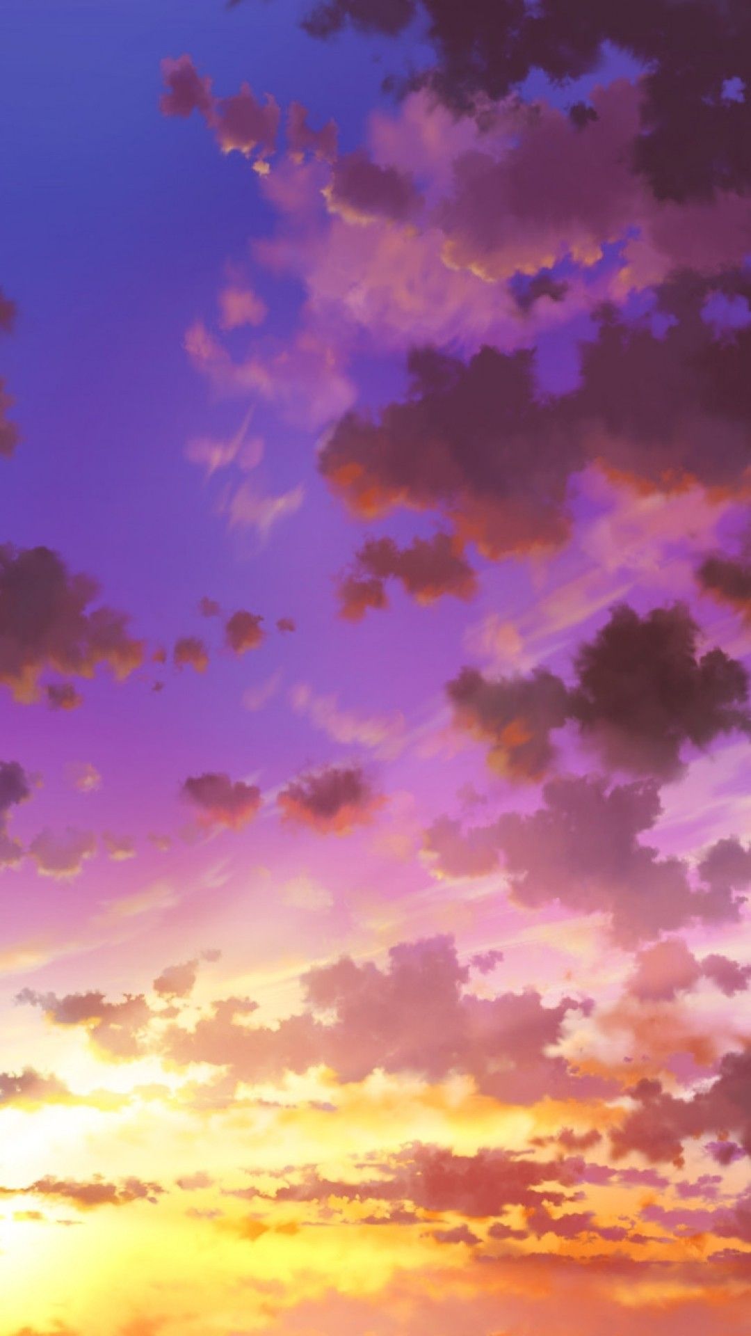 Download 1080x1920 Anime Sky, Sunset, Clouds Wallpaper for iPhone iPhone 7 Plus, iPhone 6+, Sony Xperia Z, HTC One