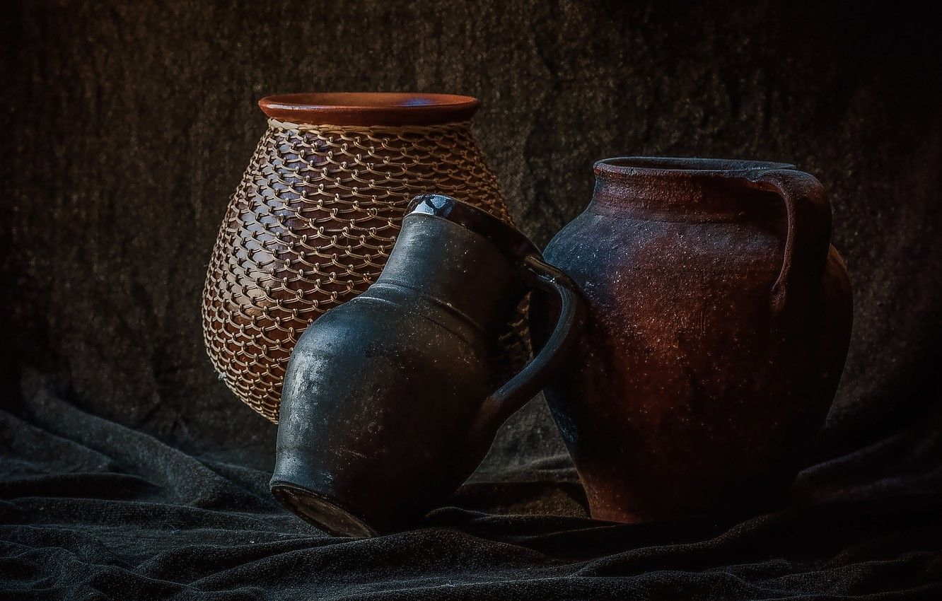 Wallpaper fabric, pitcher, still life, ceramics image for desktop