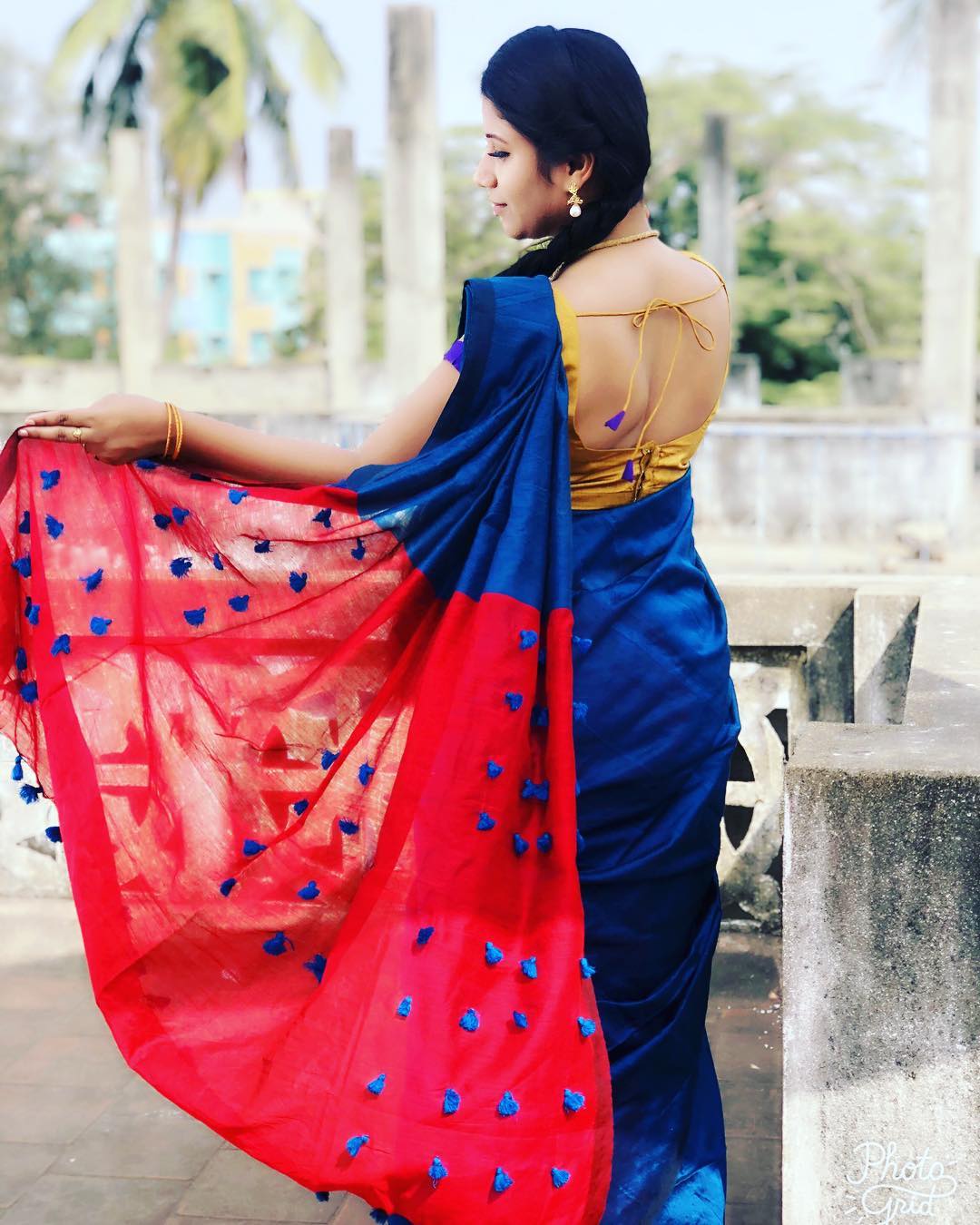 Serial Heroine Alya Manasa Semba Looks Pretty In Blue Saree Pics