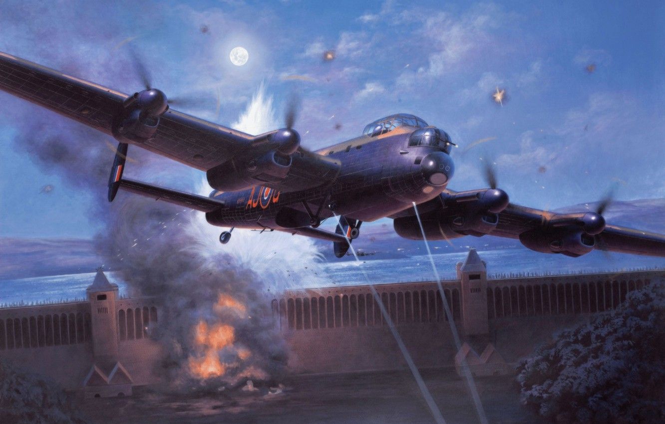 Wallpaper bomber, war, art, painting, aviation, drawing, ww Avro