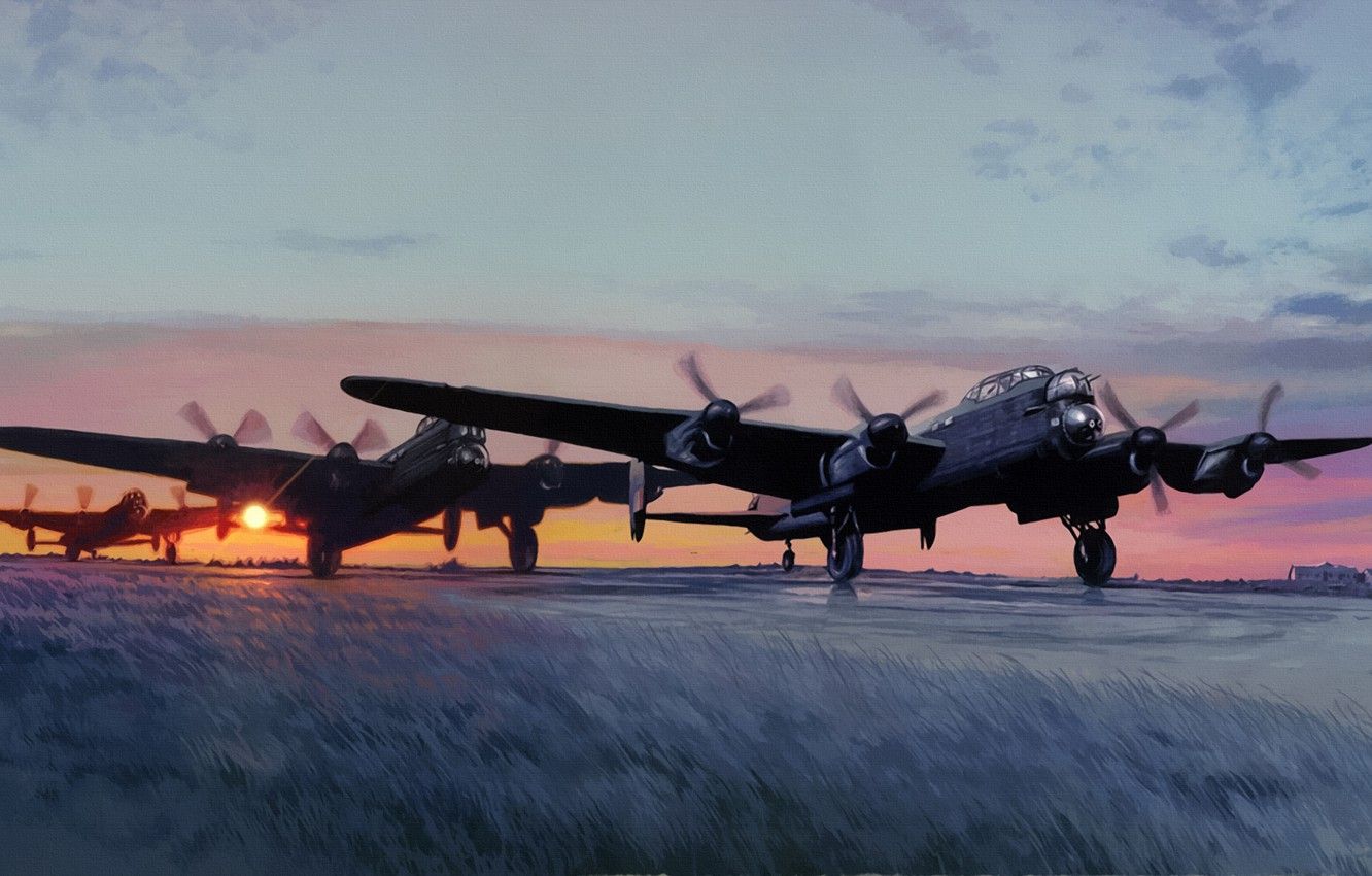 Wallpaper war, art, painting, aviation, ww Avro Lancaster image