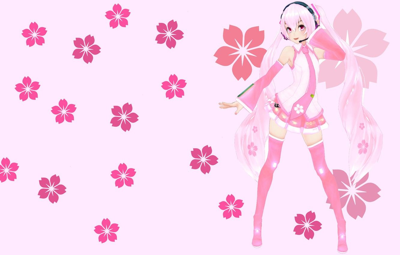 Wallpaper flowers, anime, art, girl, Vocaloid, Miku, KasokuSato Sakura Miku image for desktop, section сёдзё