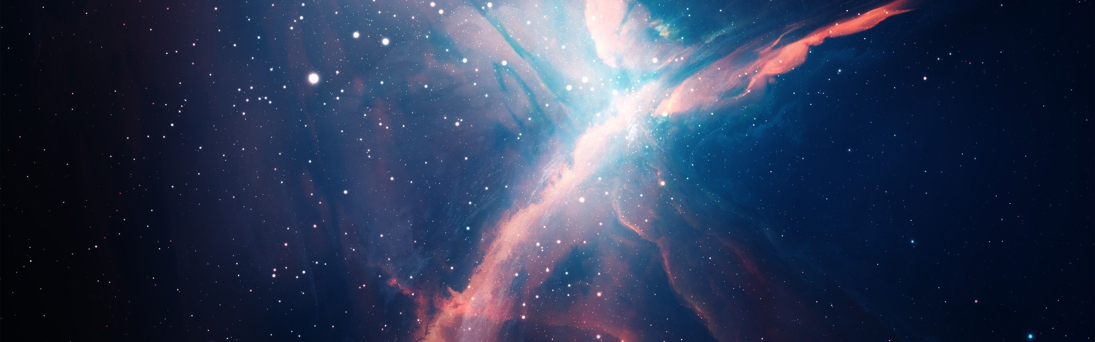 Download 3840x1200 Nebula, Stars, Galaxy, Artwork Wallpapers