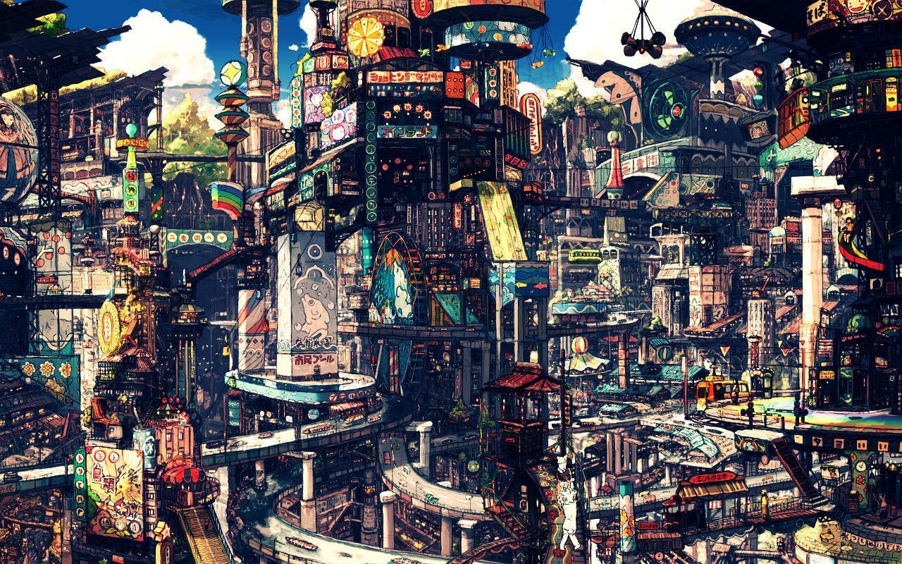 Anime Futuristic Cityscape Wallpaperx800. Anime