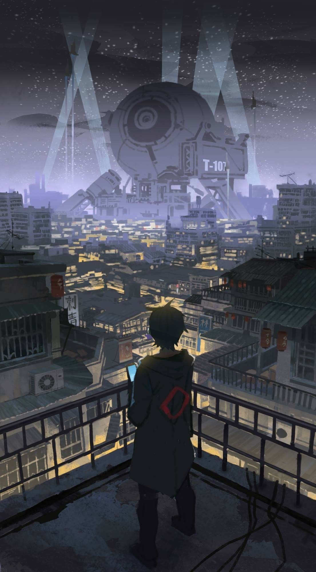 Cyberpunk City. Futuristic art, Anime city