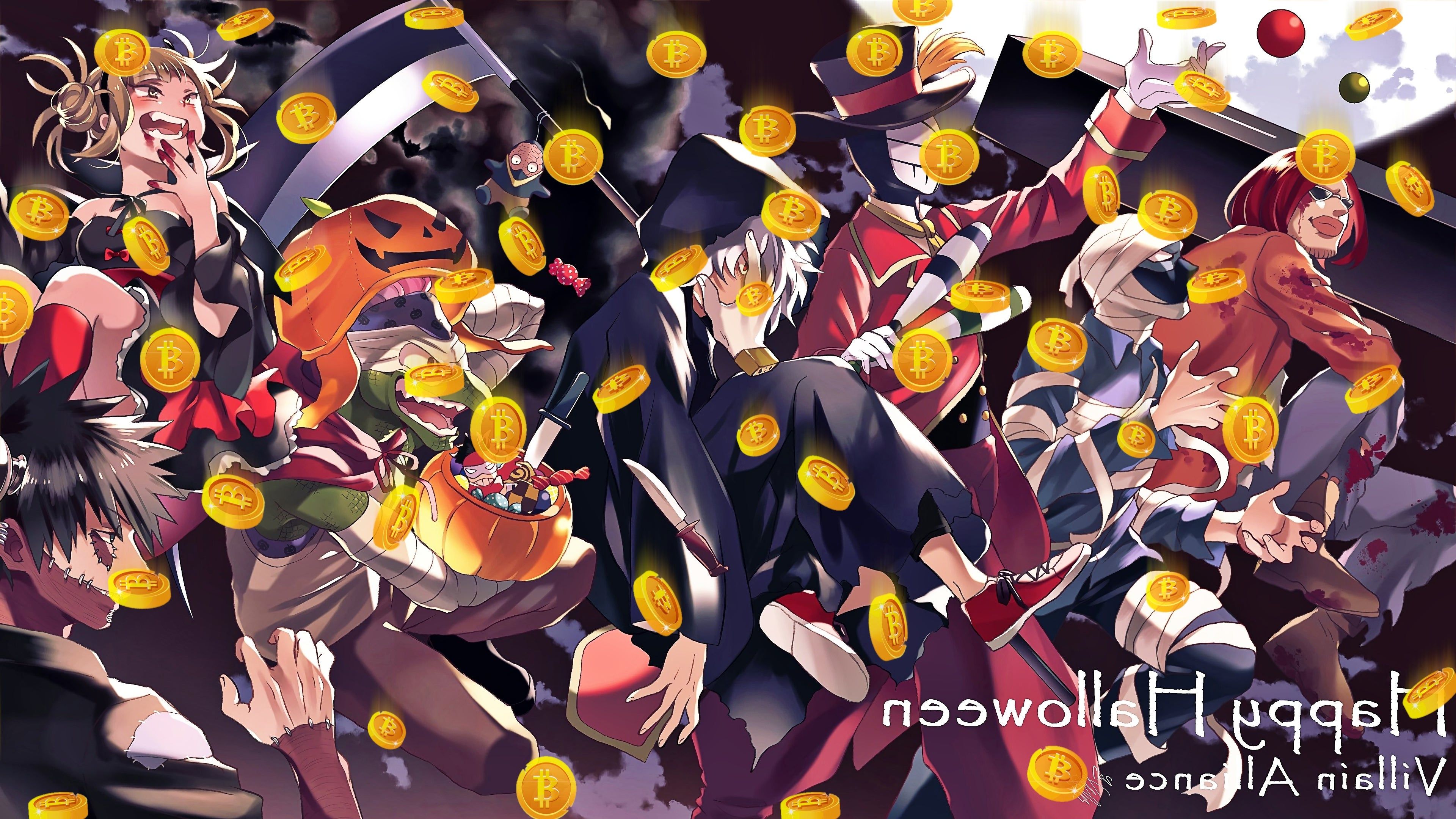 Bitcoins From Above My Hero Academia League Of Villains Vanguard Action Squad Happy Halloween 69171 Wallpaper