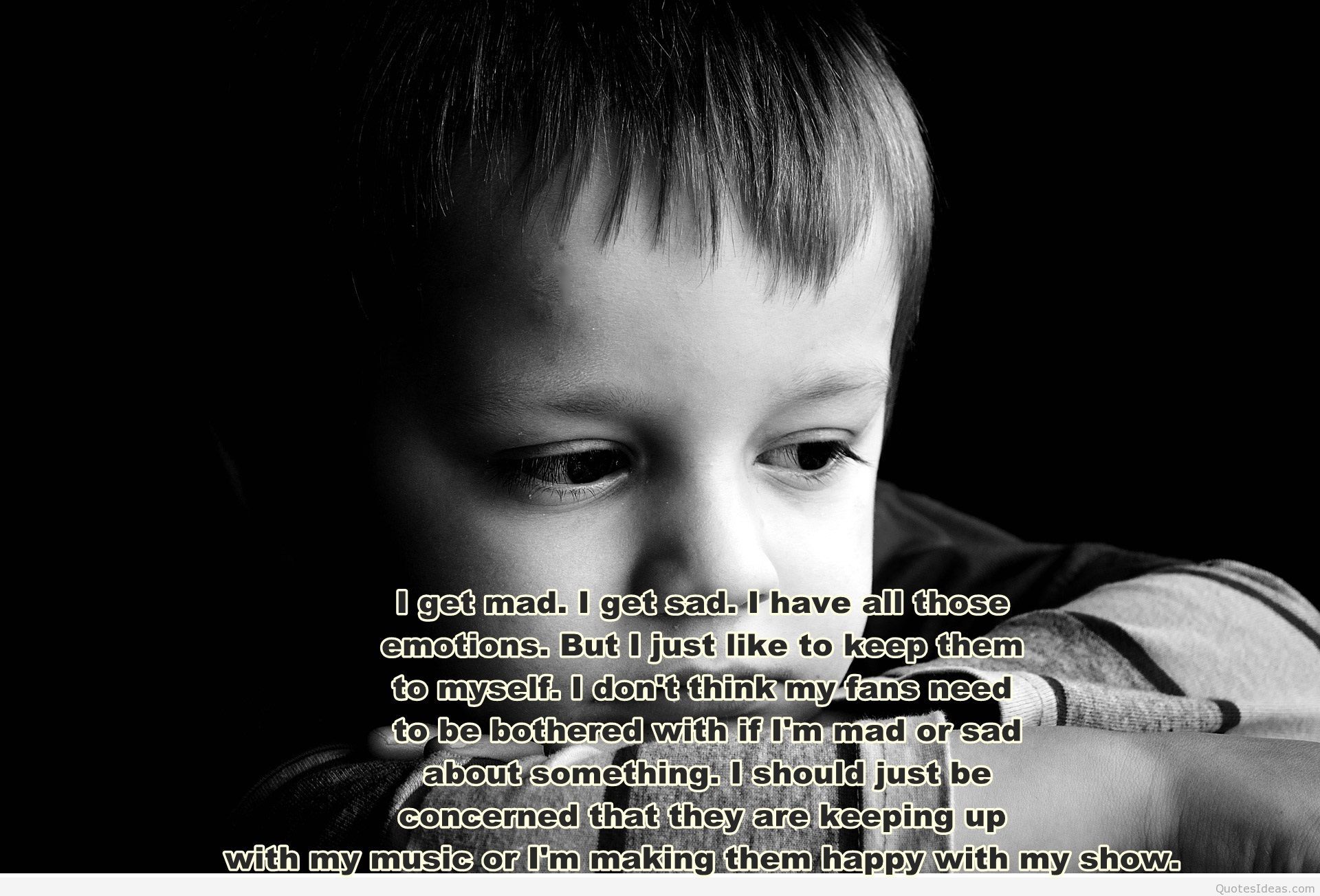 Sad child wallpaper HD with a quote