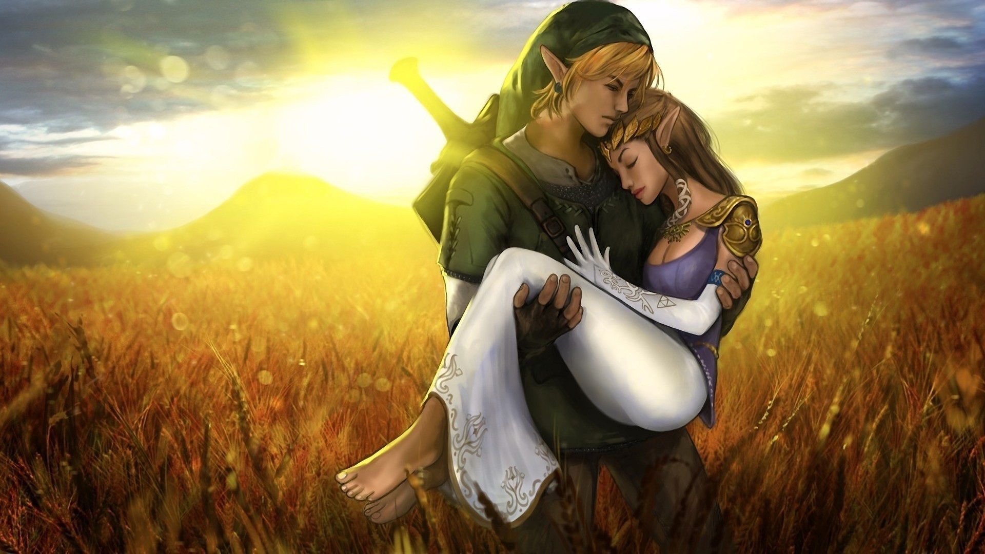 Wallpaper The Legend of Zelda, boy with girl love 1920x1080 Full HD 2K Picture, Image