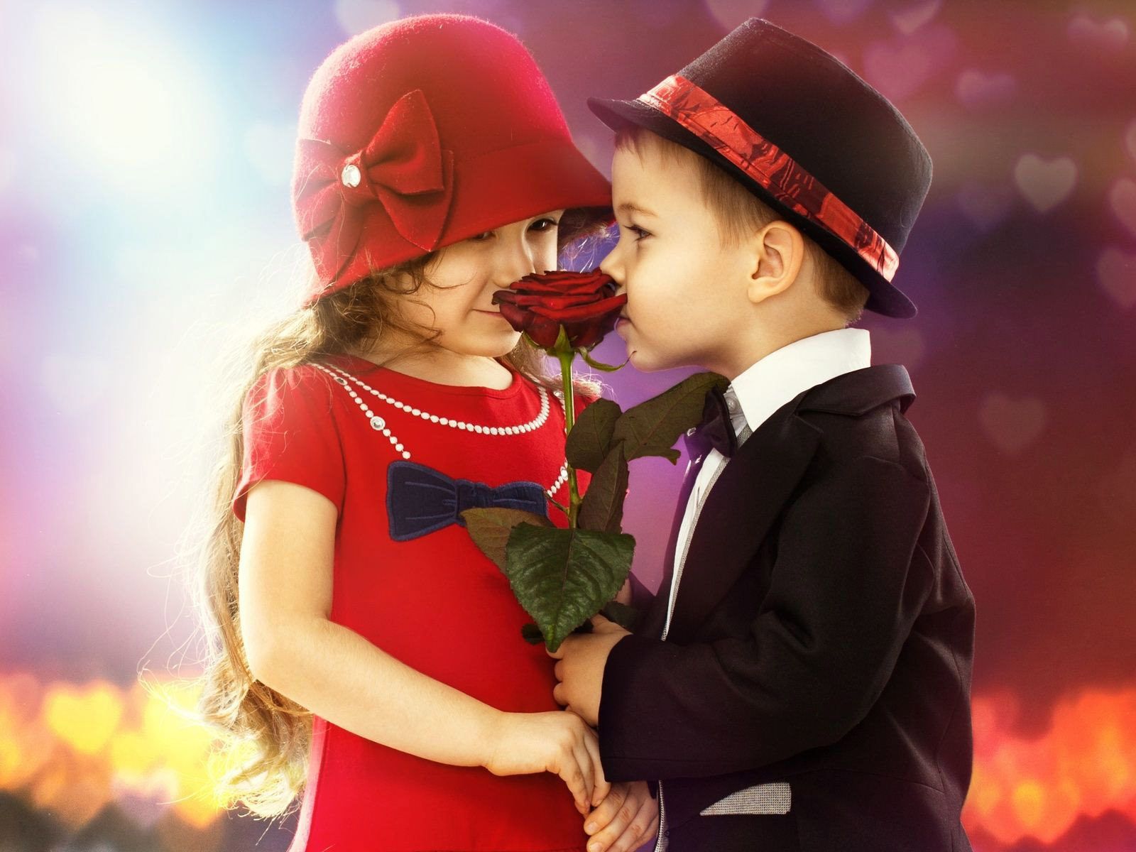 Valentines Day cute baby pic boy and girl love wallpaper HD, Wallpaper13.com