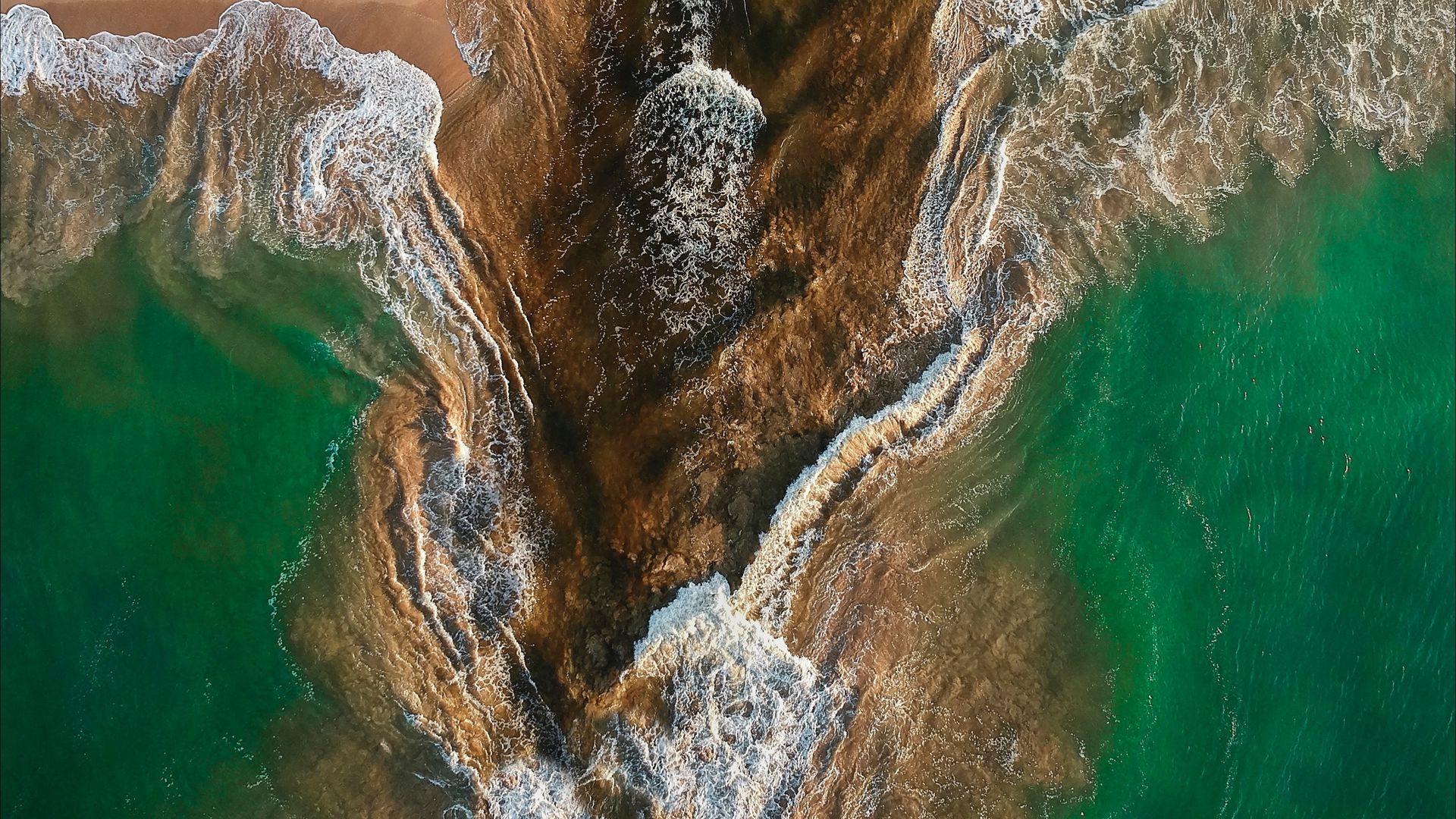 Download wallpaper 1920x1080 ocean, aerial view, current, coast