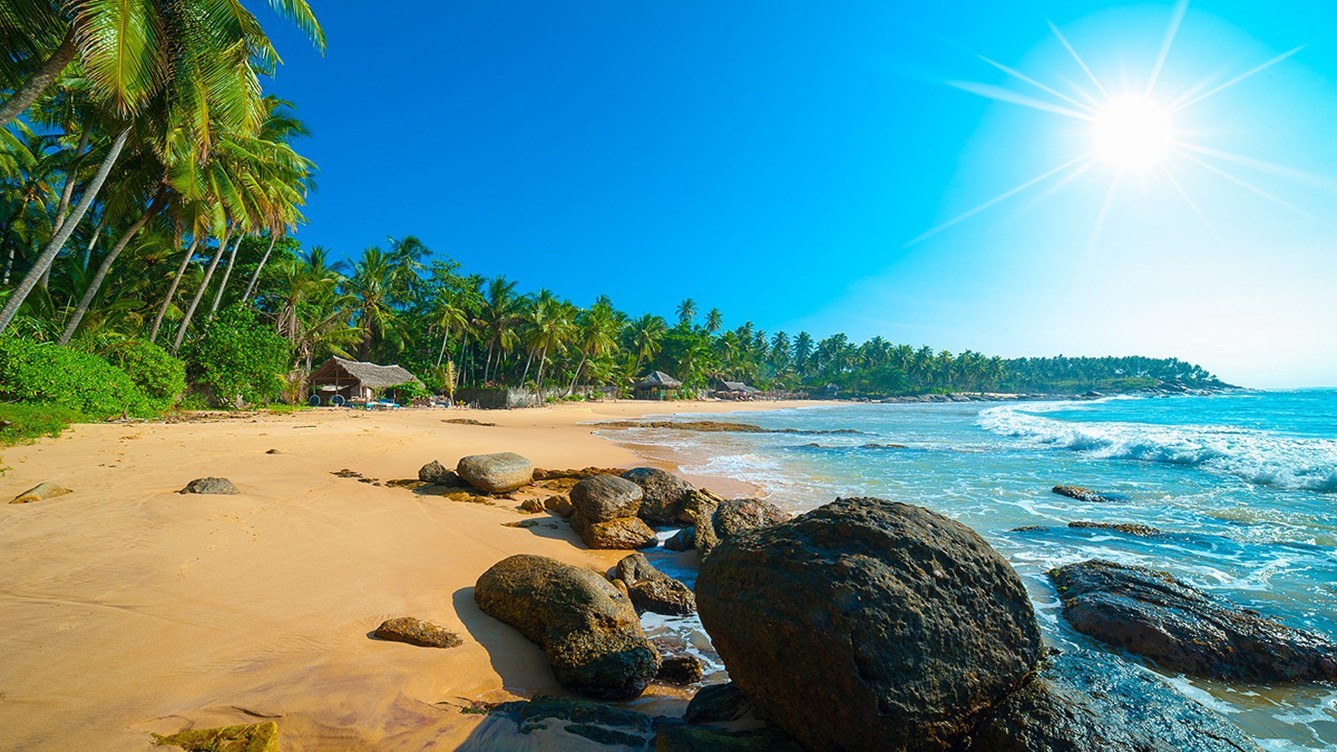 Tropical Beach In Sri Lanka Bay On Island Curieuse Sunset