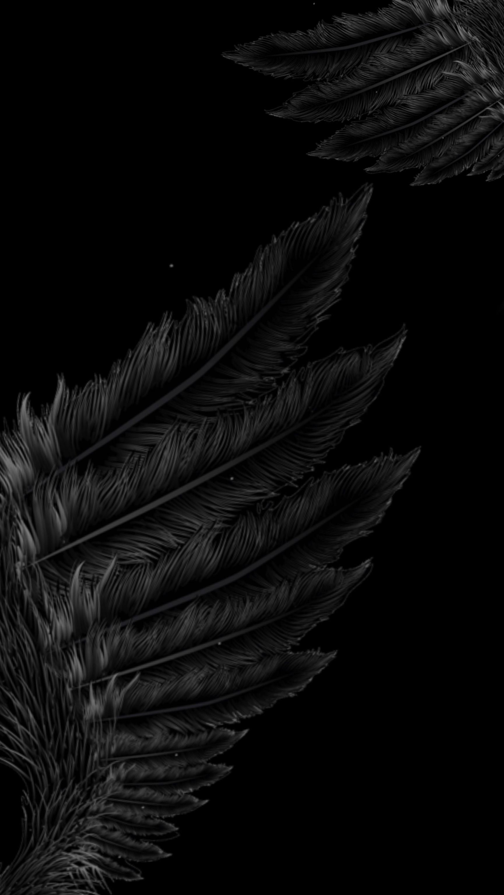 Black wings wallpaper- background. Wings wallpaper, Feather wallpaper iphone, Feather wallpaper