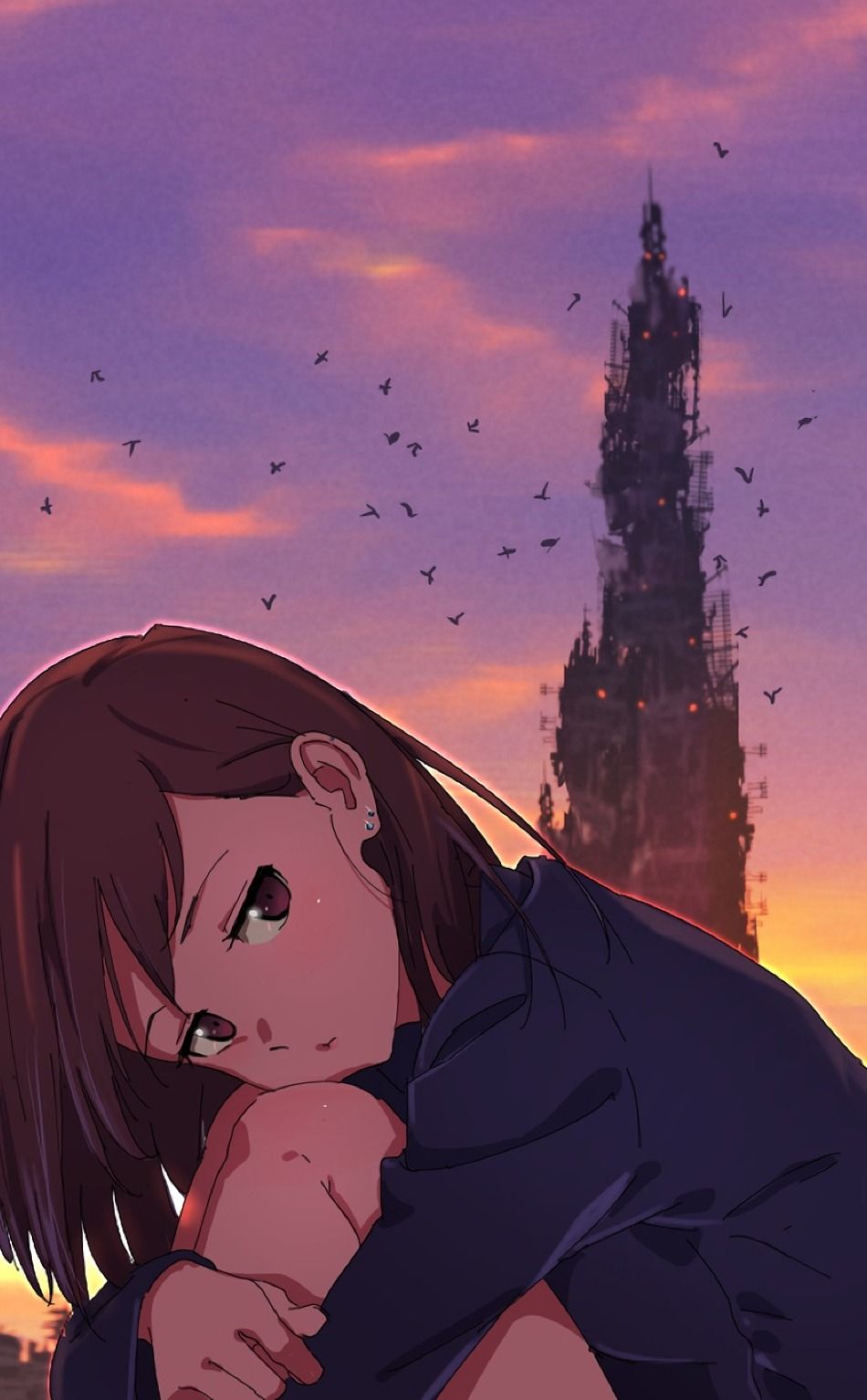Broken Heart Anime Girl 950x1534 Resolution Wallpaper, HD