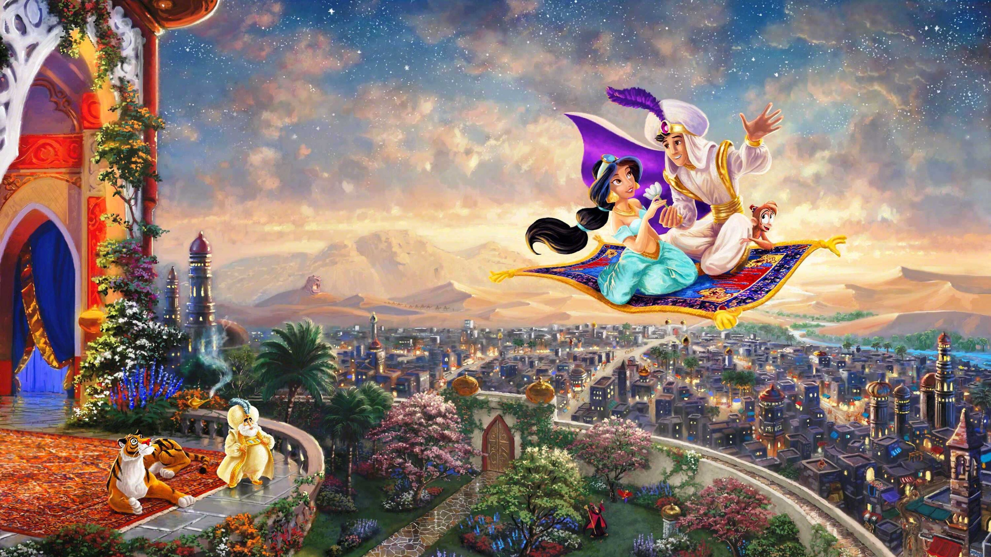 Sultan Aladdin And Jasmine Flying Carpet Desktop HD Wallpaper