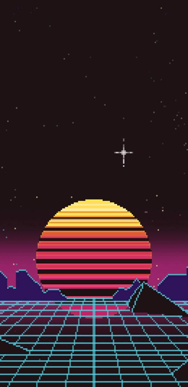 Retro Pixel Sunset wallpaper