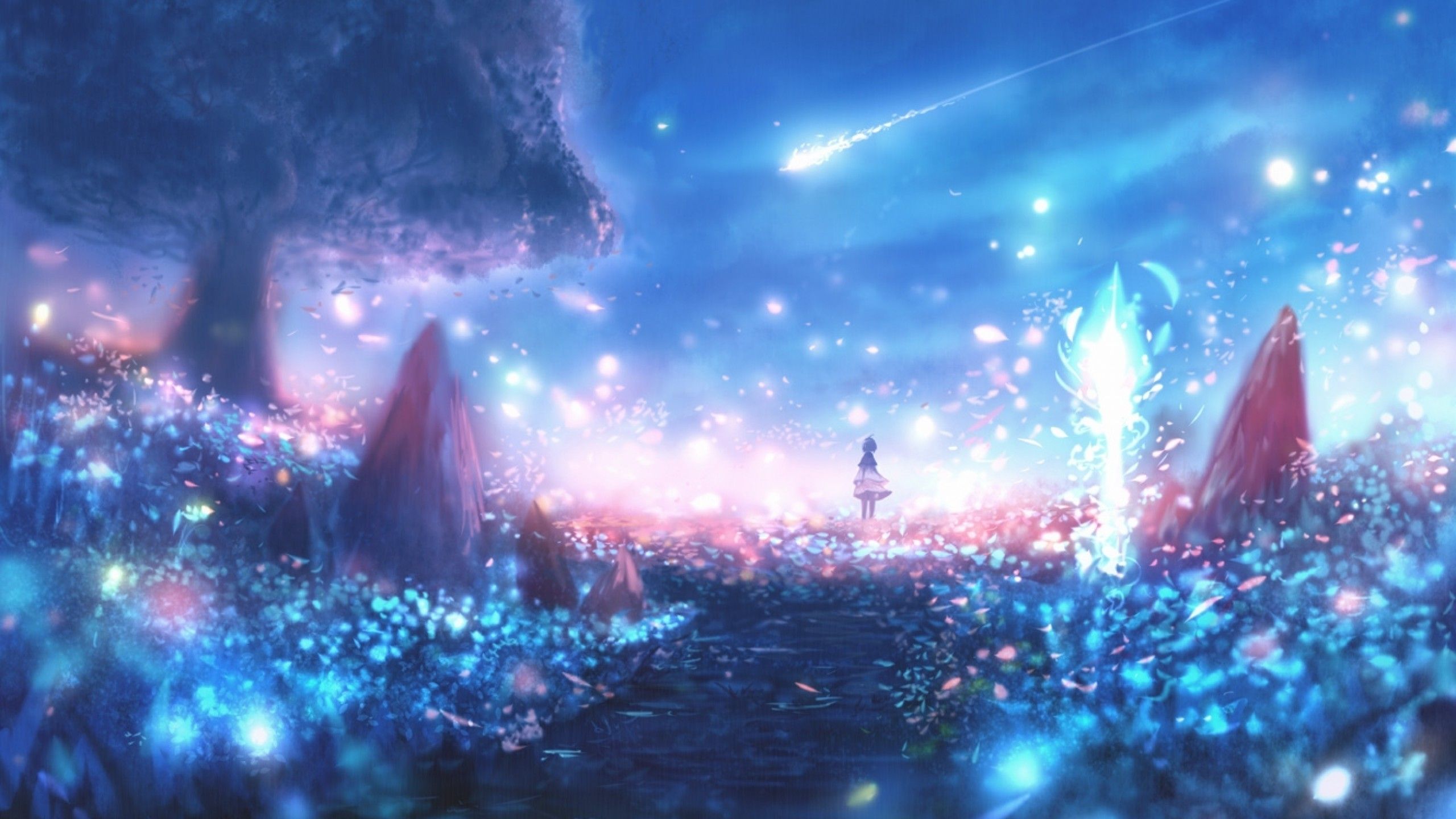 anime wallpaper 2560x1440 anime landscape particles scenic