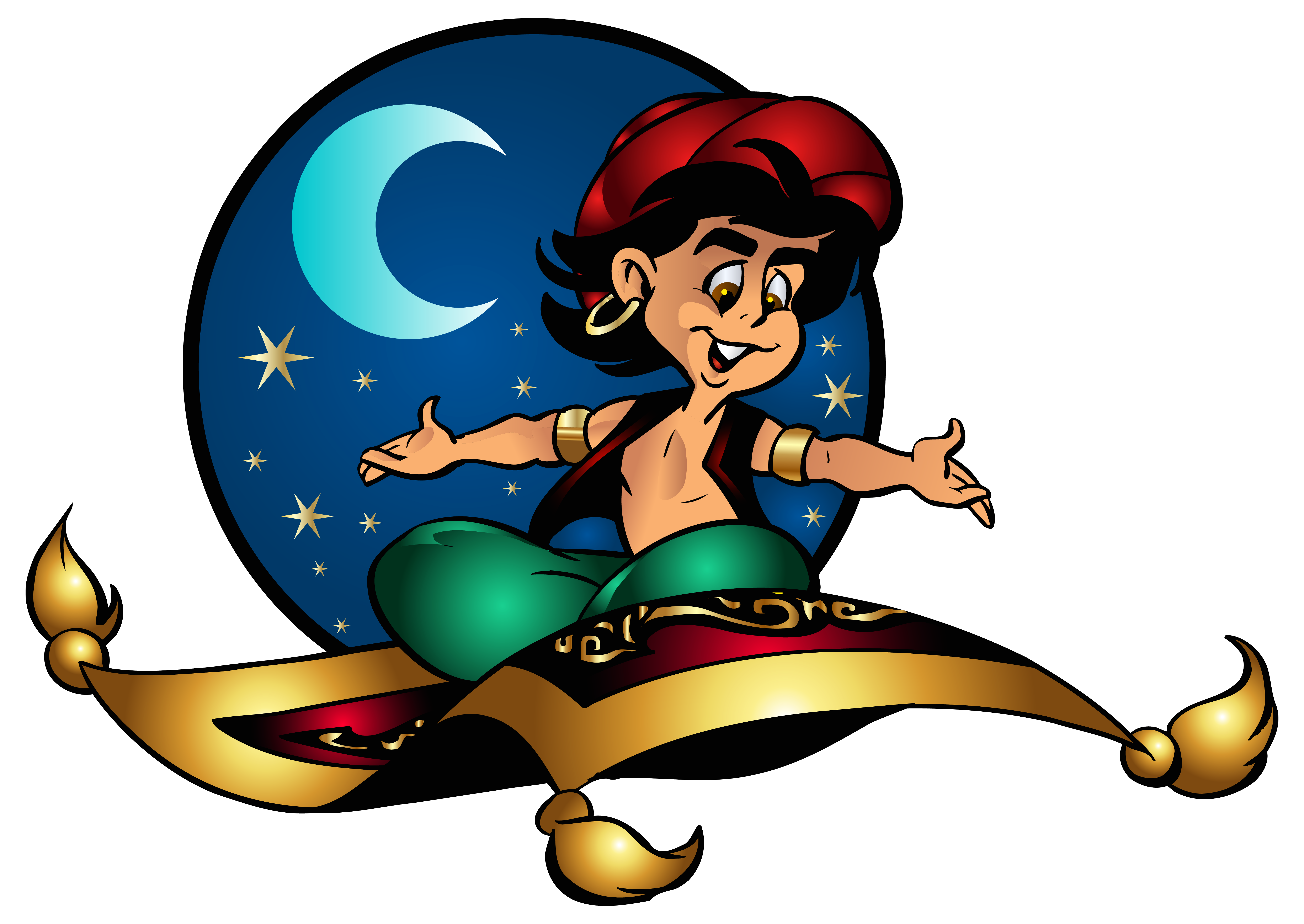 Aladdin And Flying Carpet Cartoon PNG Clip Art Image