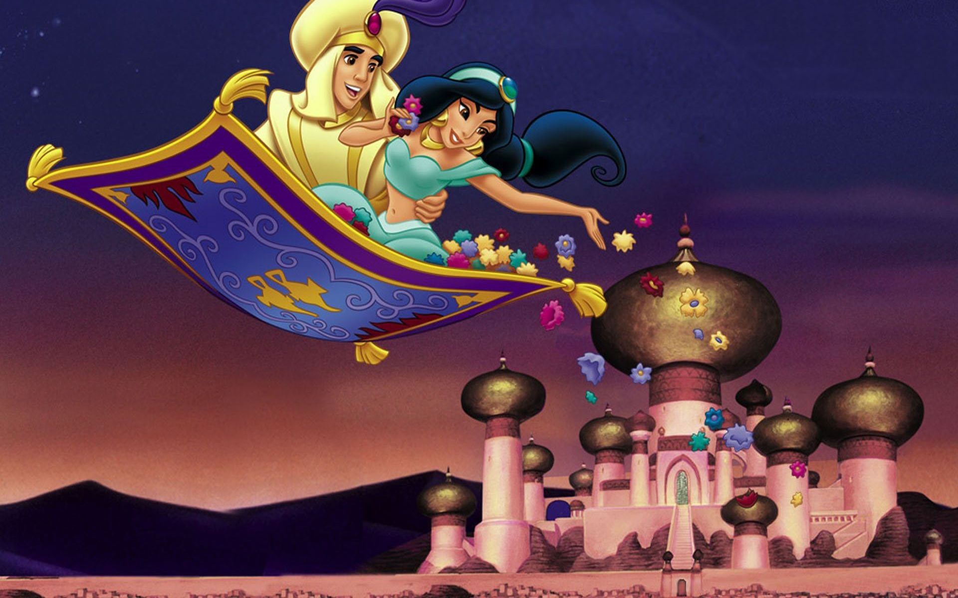 Princess Jasmine And Aladdin Flying Carpet HD Wallpaper 1920x1200
