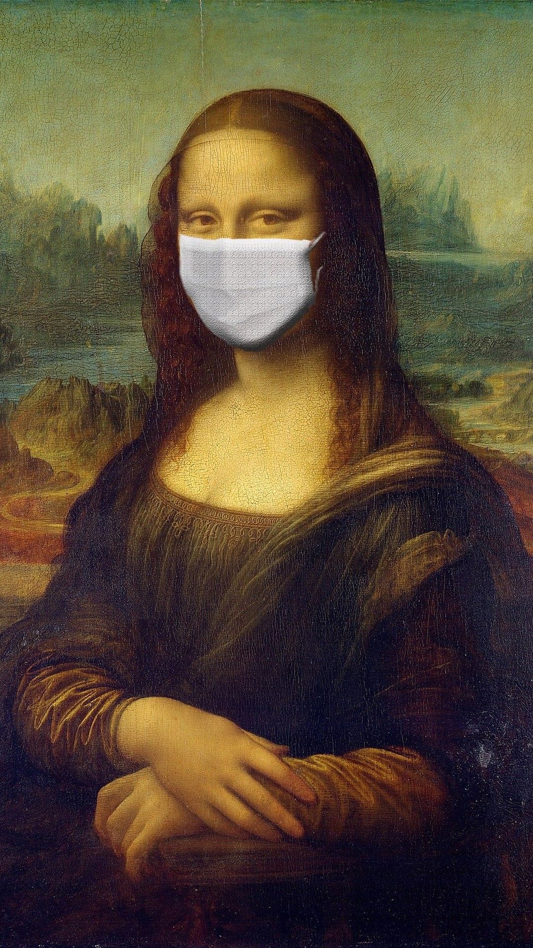 Mona Lisa with mask covid19