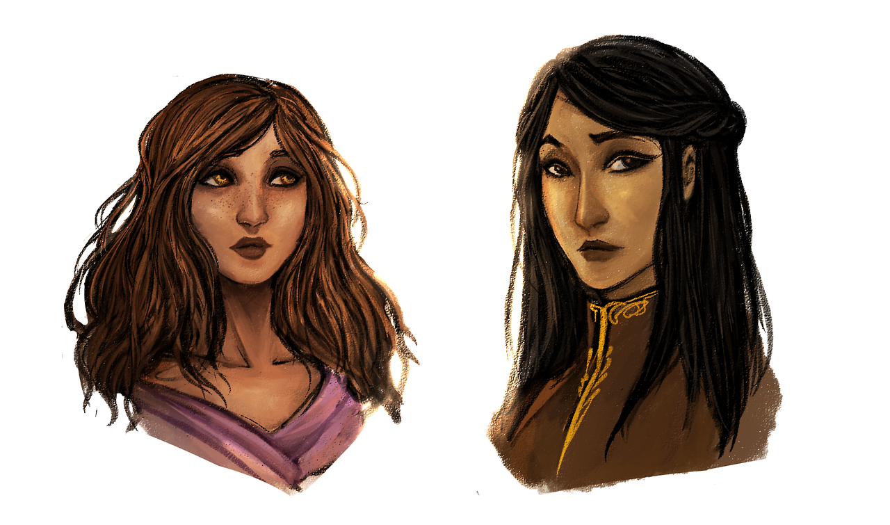 Yrene Towers and Nesryn Faliq art by elleybug on tumblr. Throne