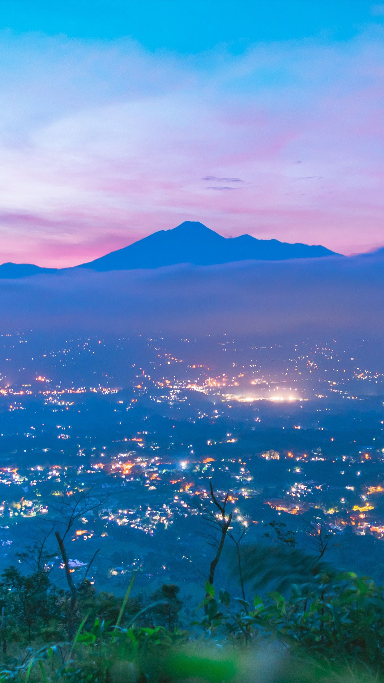 Light City View Mountain Sky Nature Wallpaper