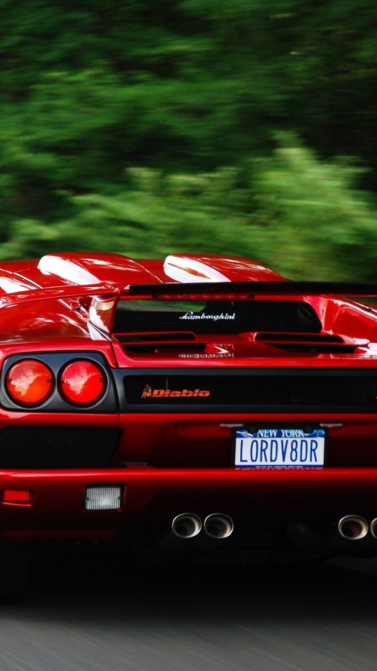 Lamborghini Diablo Red Supercar Rear View 750x1334 IPhone 8 7 6 6S