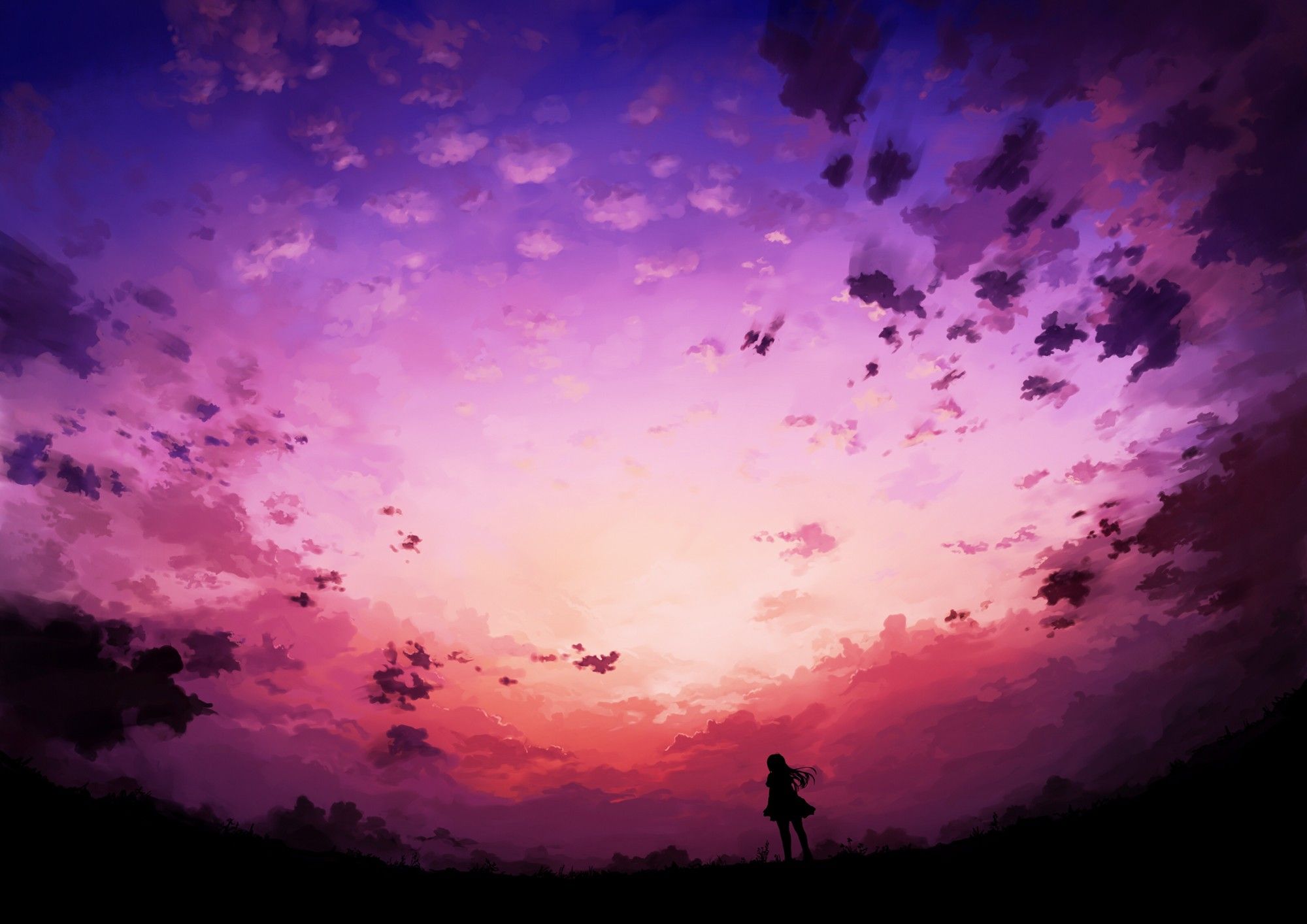 #sky, #anime, #fantasy art, #sunset, #anime girls