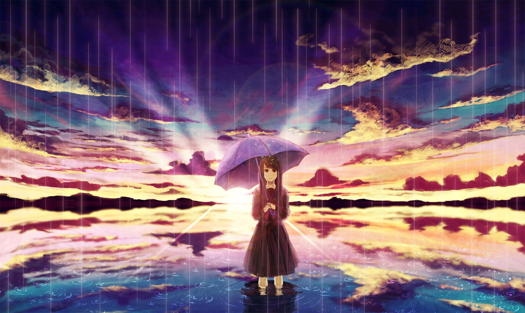 Anime Girl At Sunset Wallpaperx1004