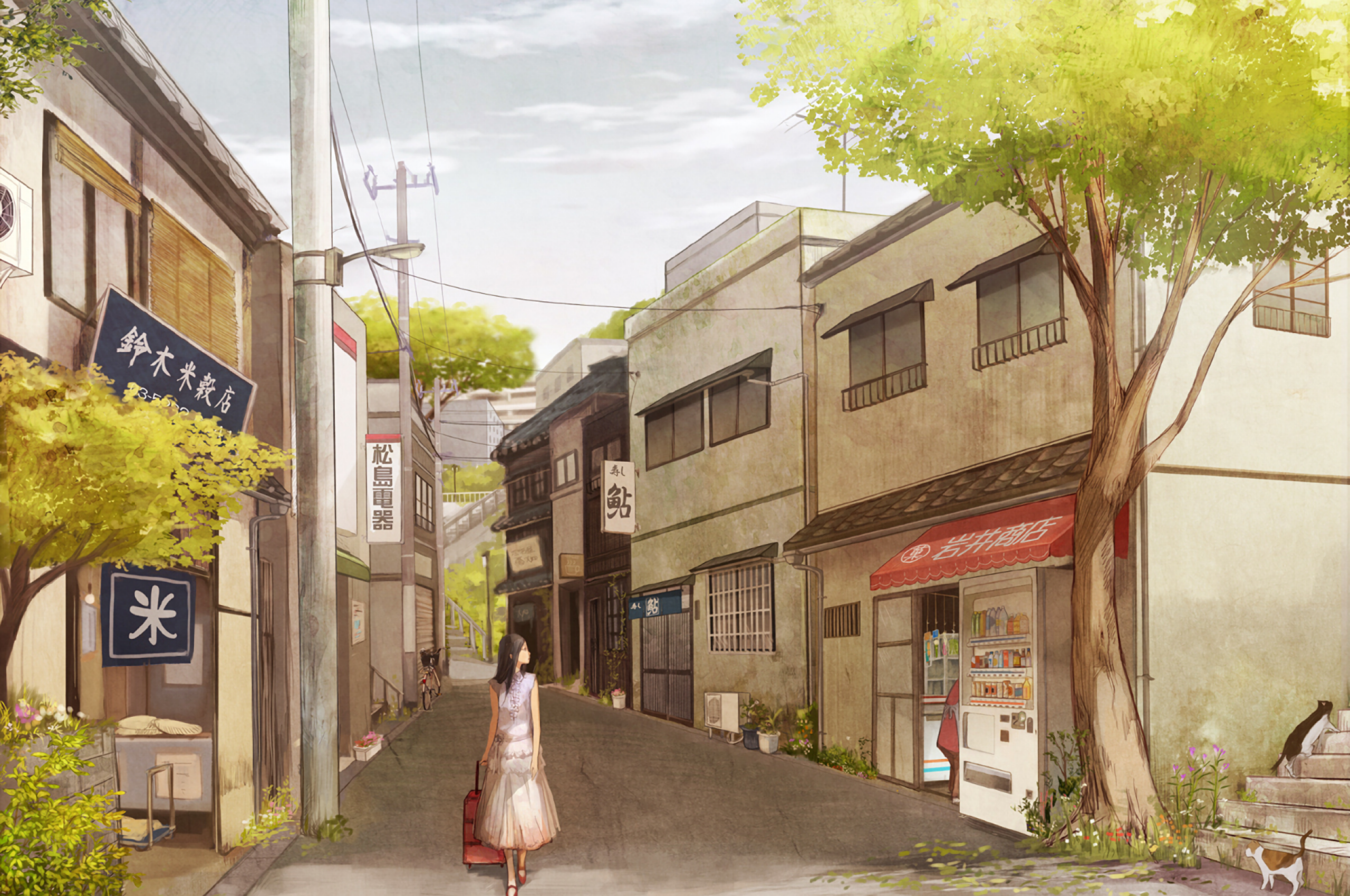 Download 2560x1700 Anime Landscape, City, Buildings, Calming