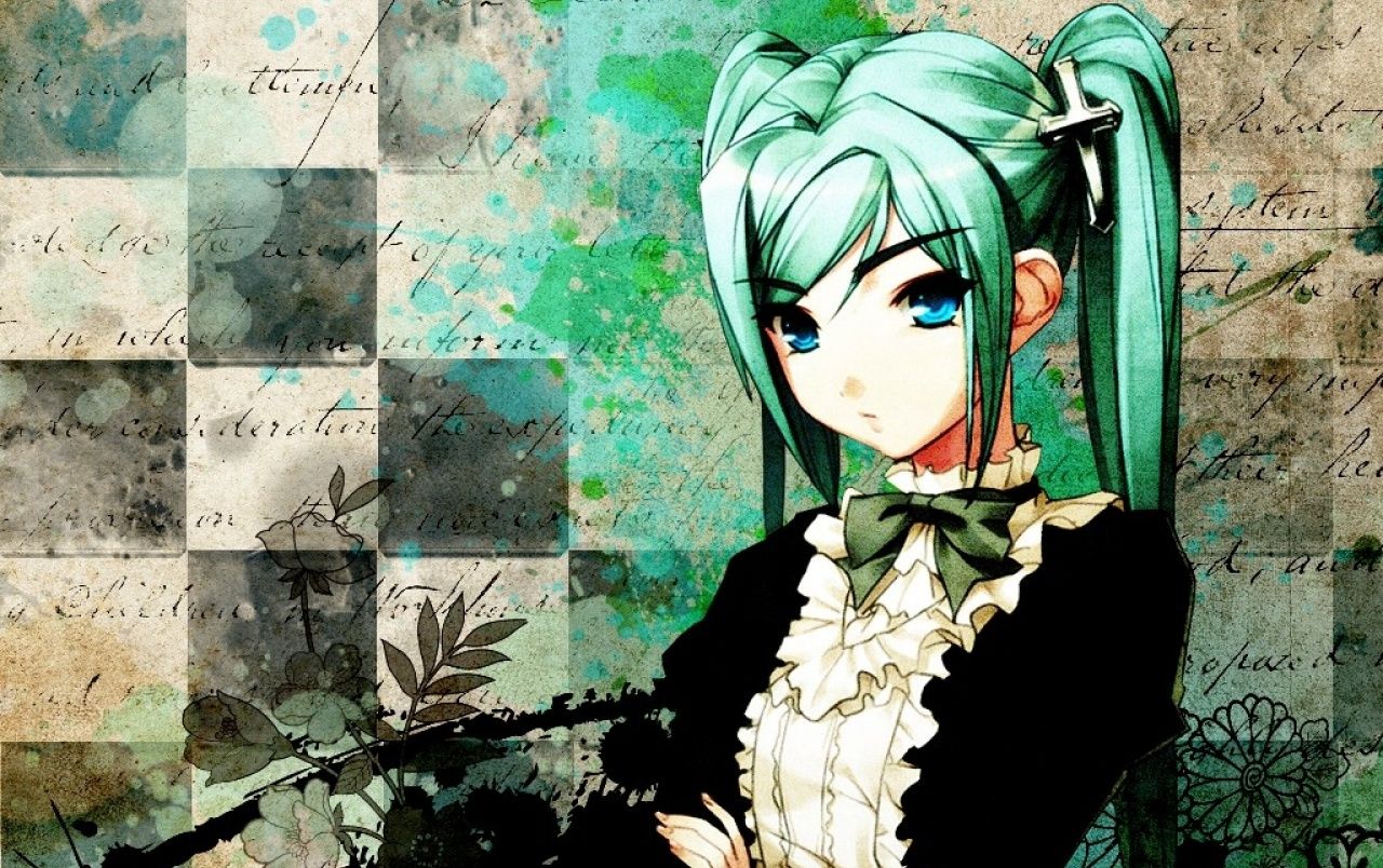 Anime Girl Green Hair Cross wallpapers